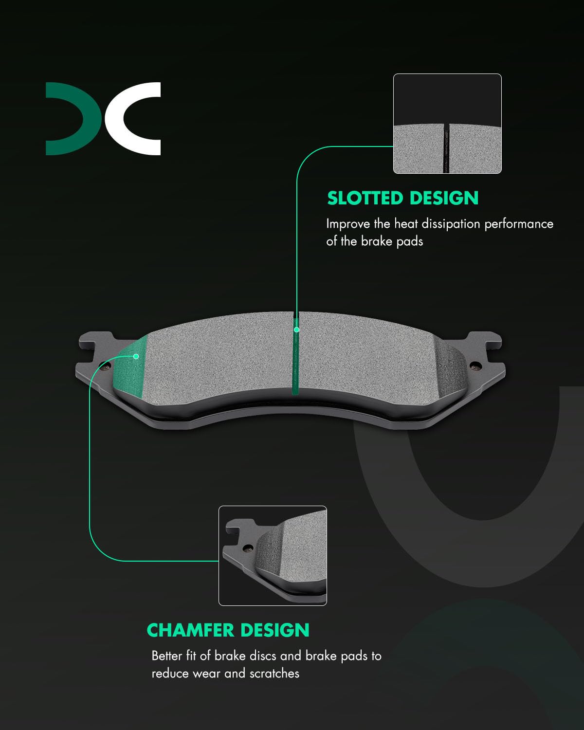 Scitoo D965 D702 Front Rear Semi-Metal Brake Pads Sets Fit For Dodge Ram 1500 2006-2008,For Dodge Ram 2500 2003-2008,For Dodge R