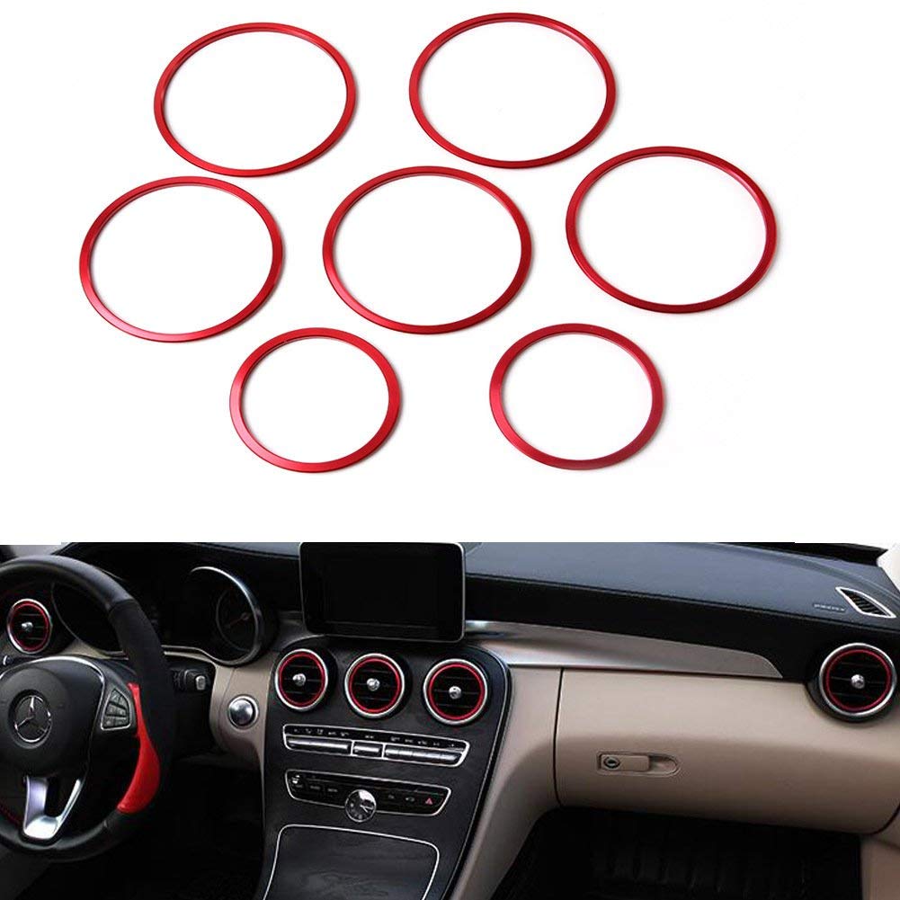 Demillo 7Pc Aluminum Air Conditioner Vent/Opening Outer Trim Decoration Covers For 2015-Up Mercedes W205 C-Class, 2016-Up Glc Cl