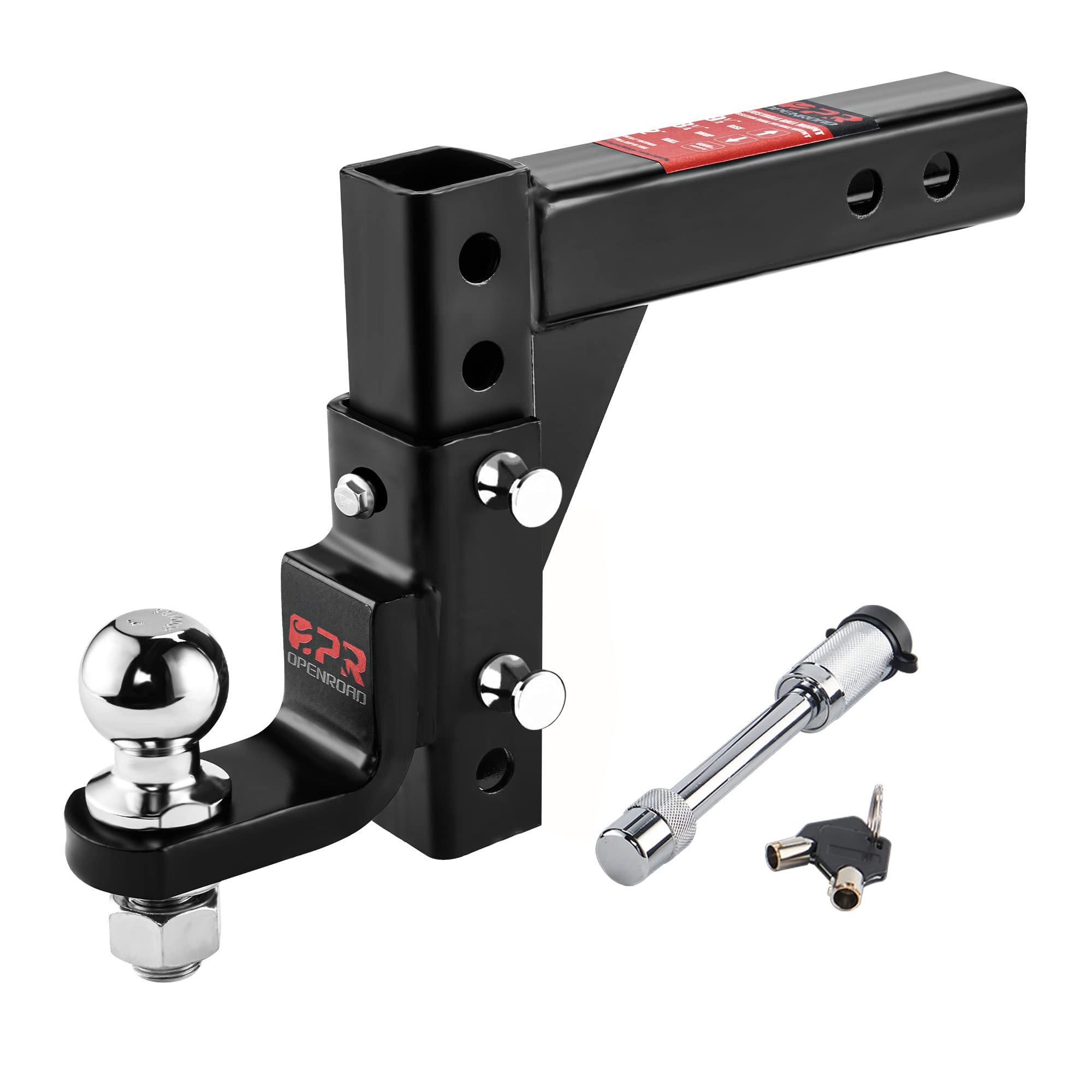 Openroad Adjustable Trailer Hitch Ball Mount - Fits 2-Inch Receiver, 2'' Tow Balls, 7500Lbs, 9-1/2'' Drop/ 8-1/4'' Rise, Heavy D