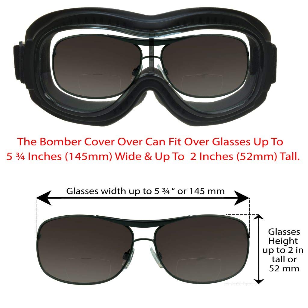Bikershades Fit Over Goggles For Eye-Glasses Clear Motorcycle Riding Cycling Skiing Sky Diving Indoor Outdoor Work