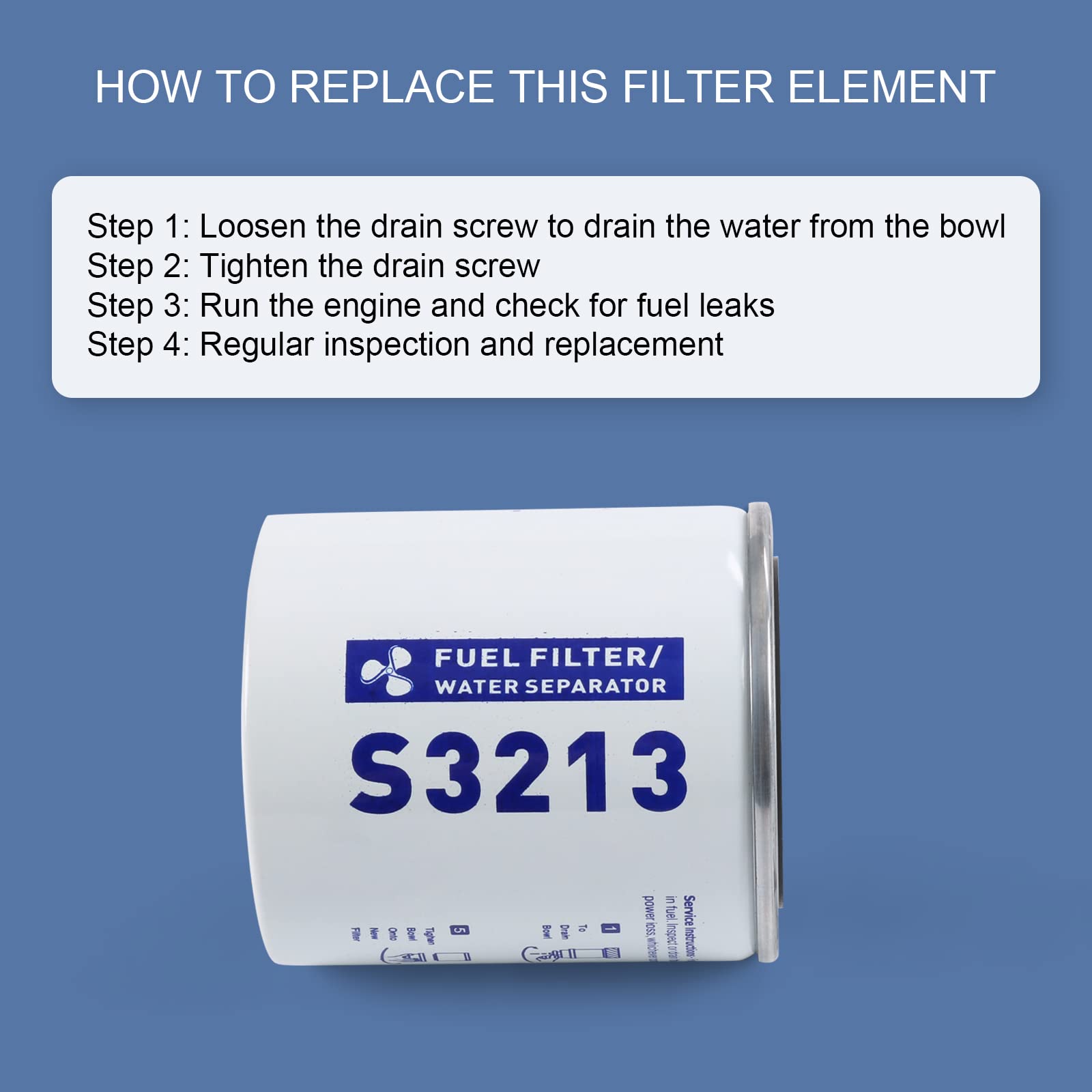Fuel Water Separating Element Filter S3213 With O-Ring Replacement For Marine Outboard Motor Mercury S3214 35-60494-1,18-7932-1,