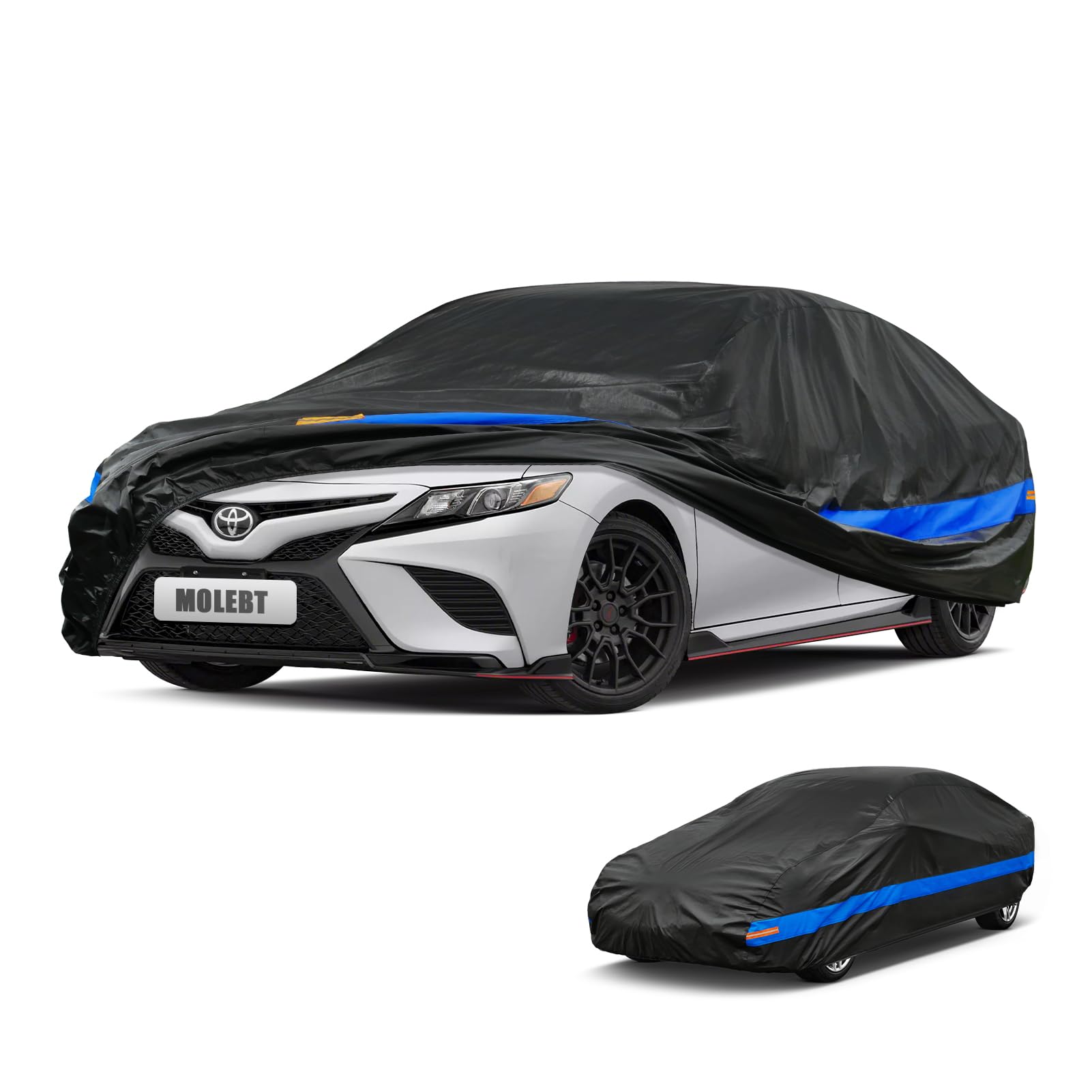Molebt Car Cover Waterproof All Weather For Automobiles, Universal Fit Sedan Coupe Chevrolet Corvette/Camaro, Ford Mustang/Fusio
