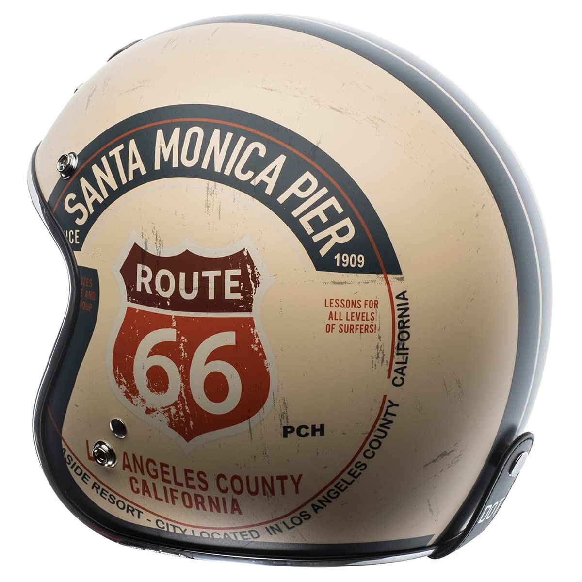 Torc Unisex-Adult Open-Face-Helmet-Style T50 Route 66 3/4 Helmet (With 'Pch' Graphic) (Flat White,Xx-Large), 1 Pack
