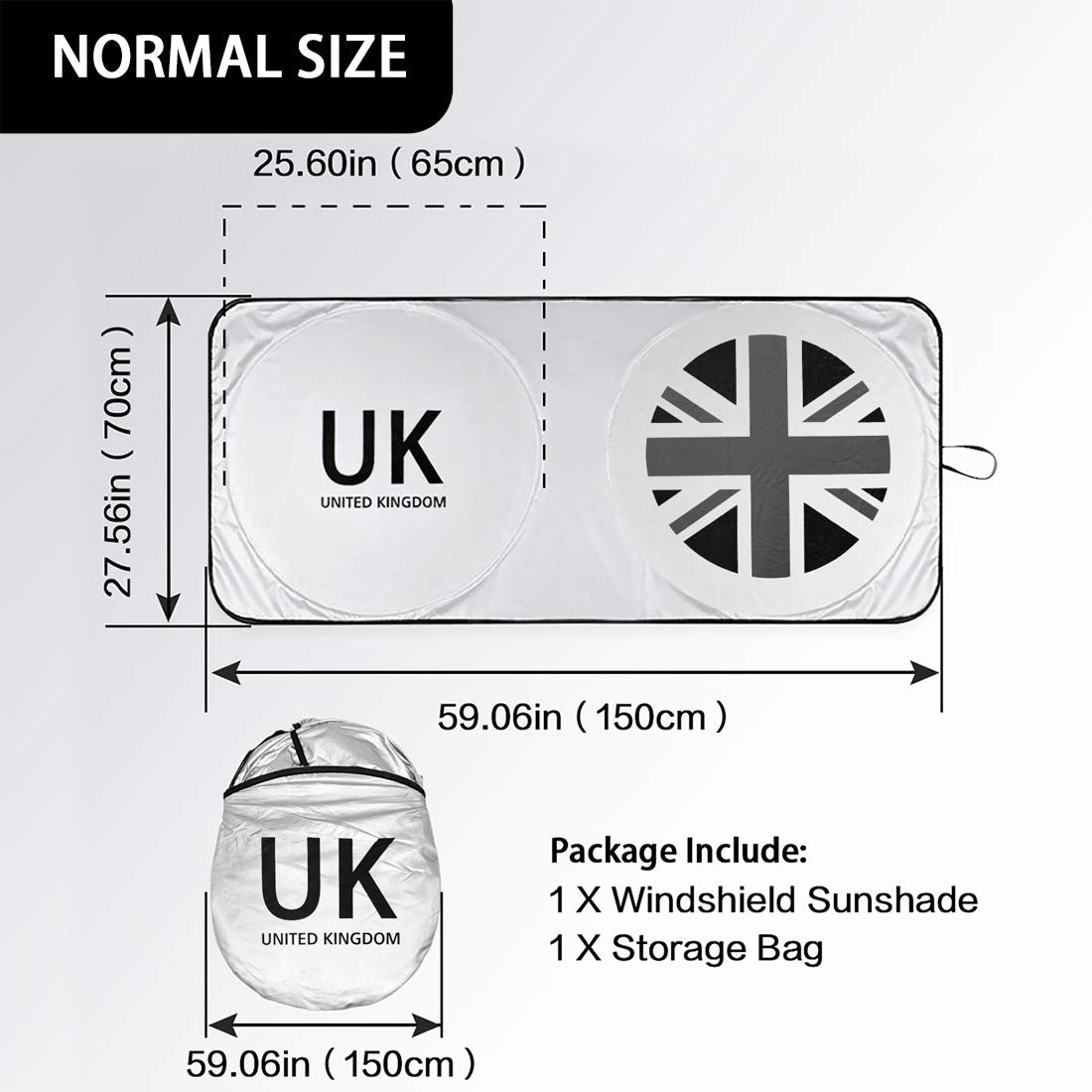 Jjhm Black Union Jack Accessories Mini Cooper Clubman Countryman Windshield Sunshade Fit For F54 F55 F56 F60 R55 R56 R57 R58 R59 R60 R61, 59 X 27.5 Inches (150 70 Cm)