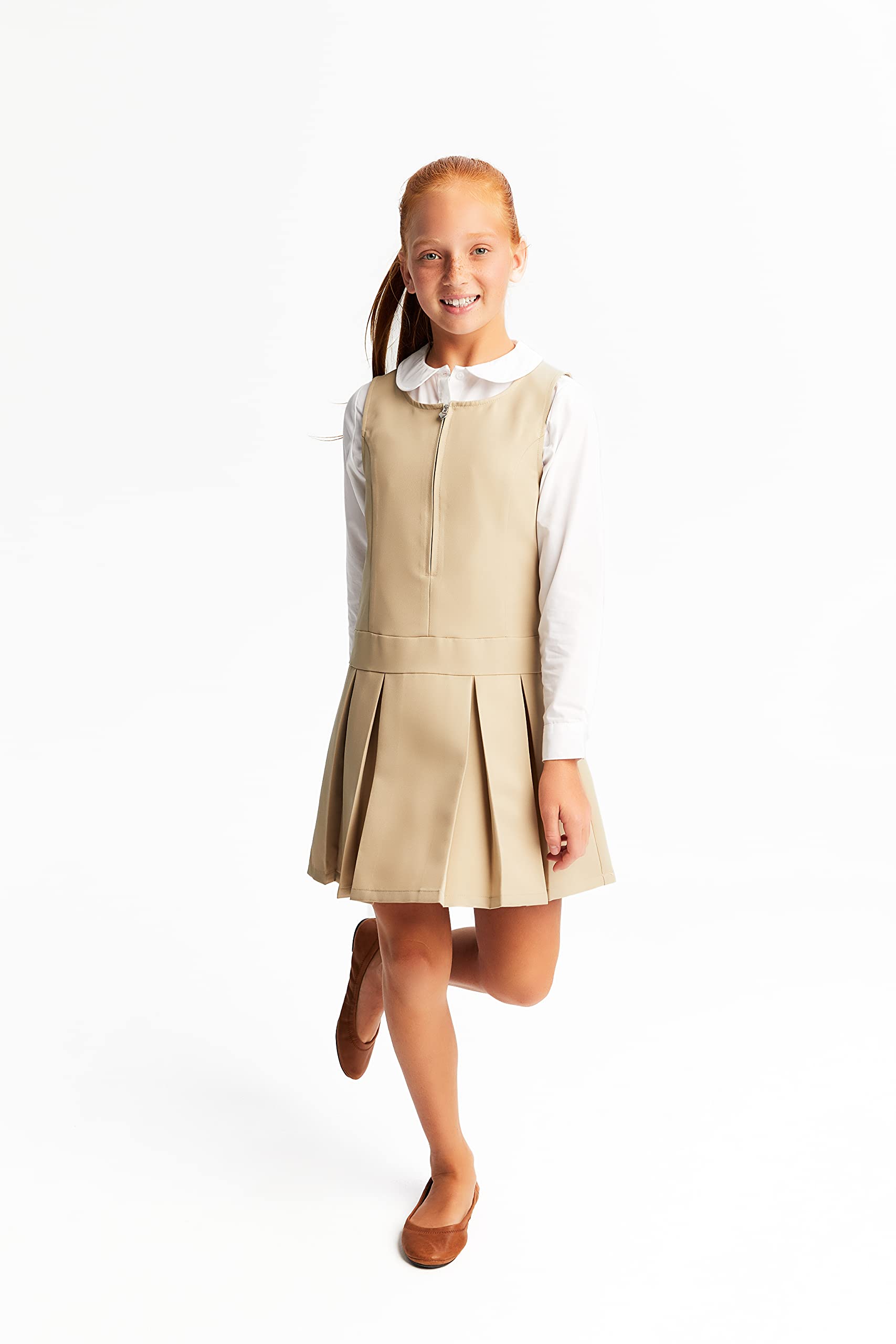 French Toast Little Girls Long Sleeve Peter Pan Collar Blouse, White, 6