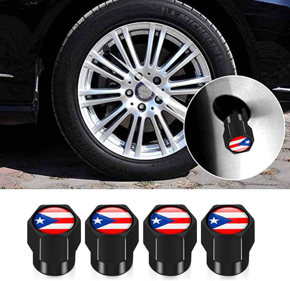 4Pcs Tire Valve Stem Caps Explosion Valve Cover Aluminum Alloy Compatible with Car Truck SUV Puerto Rico Car Accessories