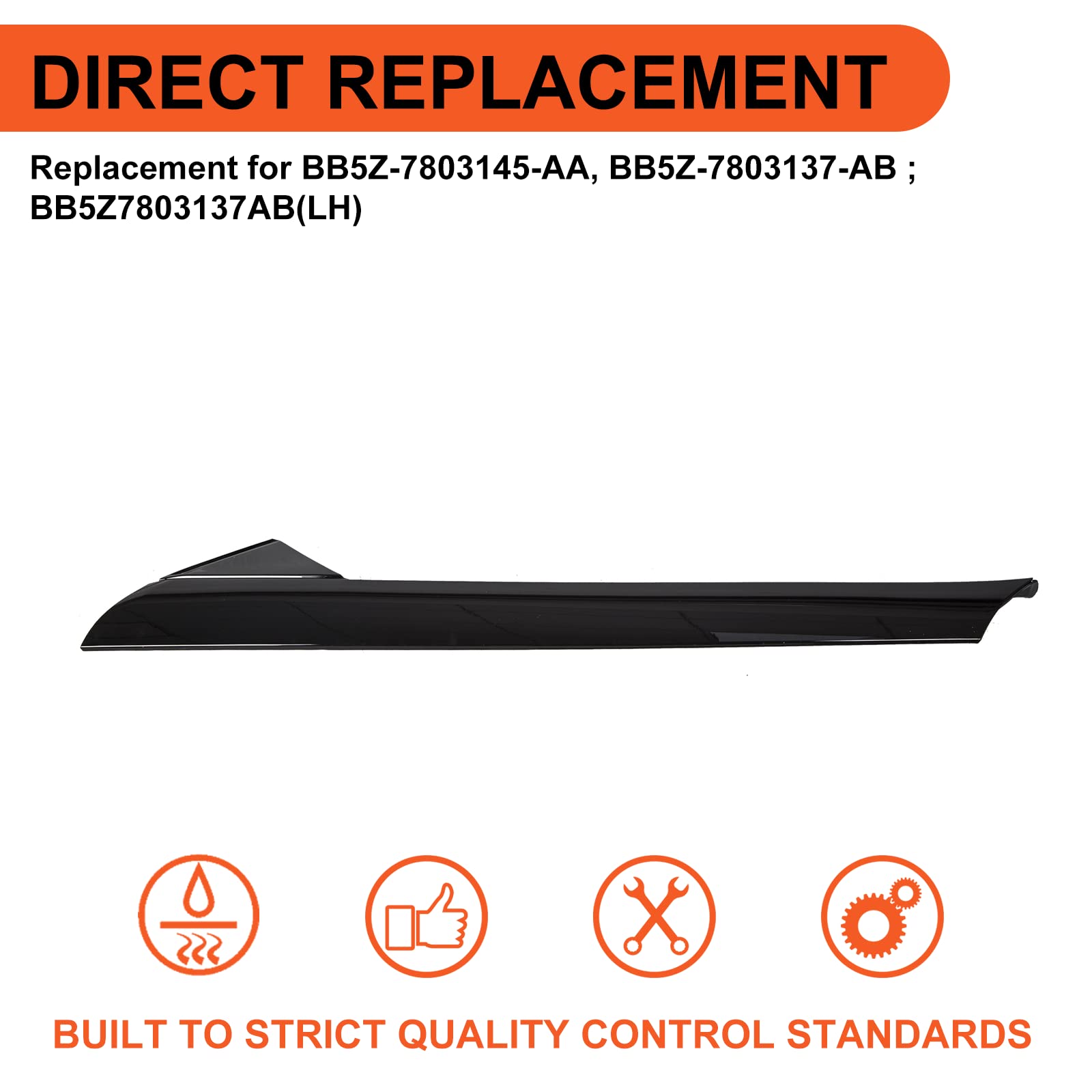 ECOTRIC Left A-Pillar Molding Windshield Trim for 2011-2019 Ford Explorer, Black, Driver Side, Replaces BB5Z-7803145-AA, BB5Z