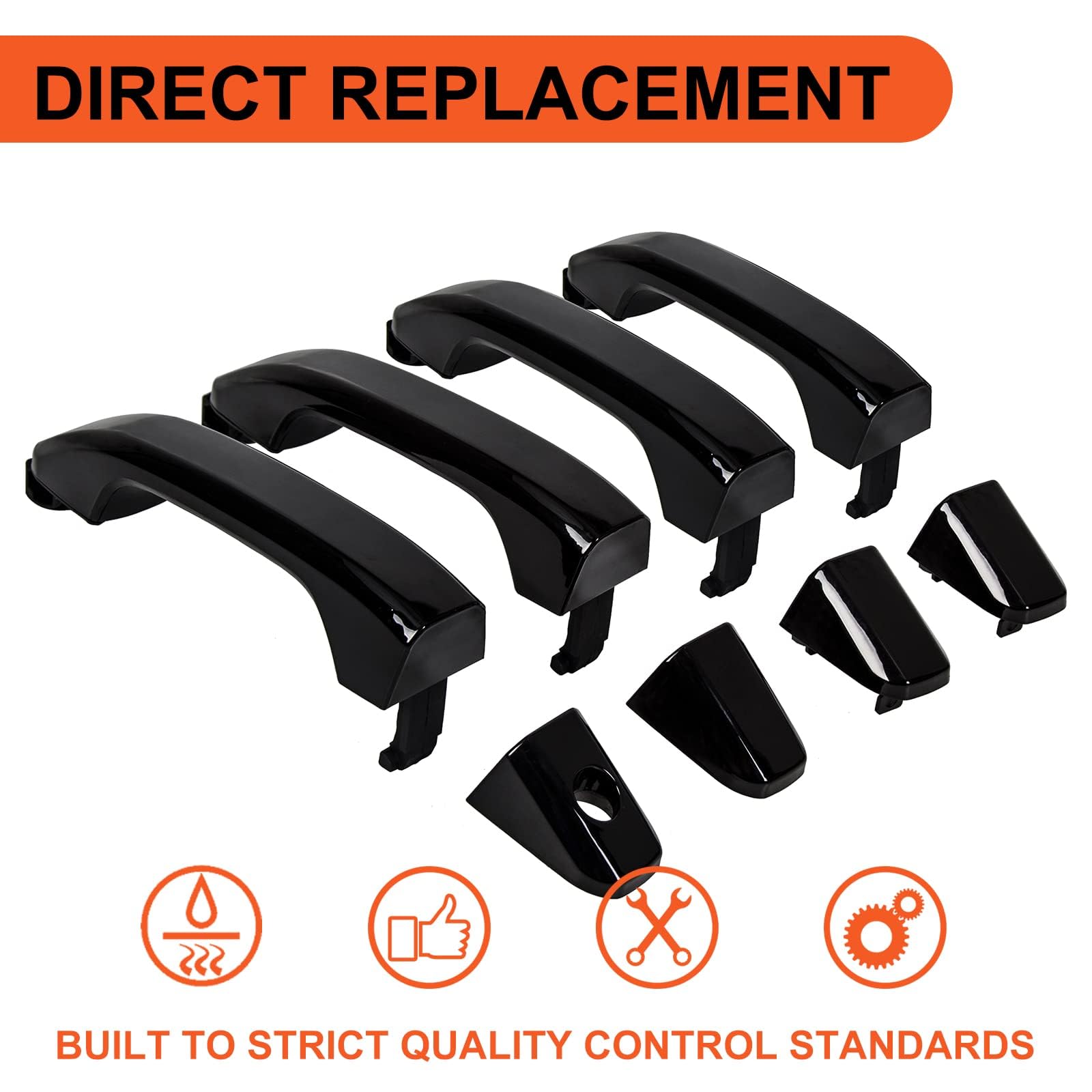 ECOTRIC 4Pcs Exterior Door Handles Replacement Compatible with 2014-2019 Chevy Silverado GMC Sierra Replacement for 22923605 232