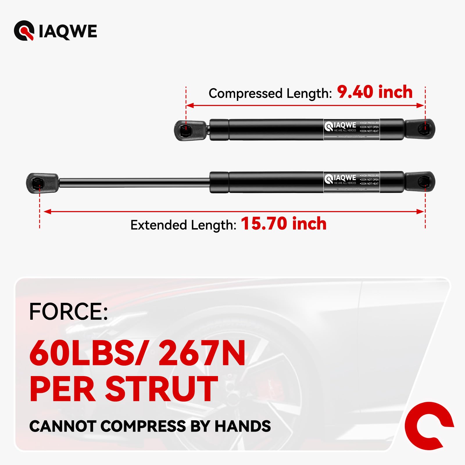 C16-21949 16 Inch 60Lbs/270N Gas Struts Spring Lift Support Shocks For Are Snugtop Camper Shell C1621311 Topper Rear Window Cano