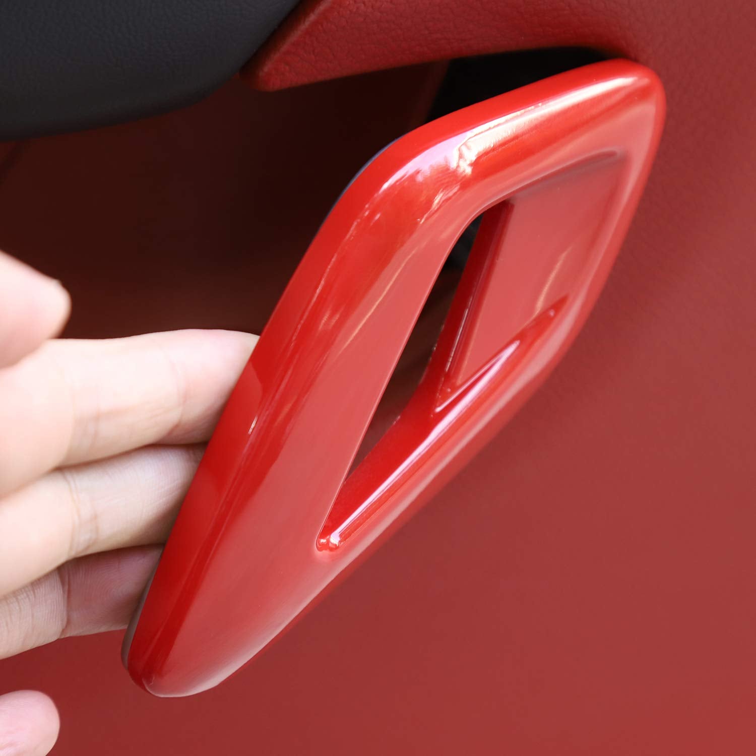Voodonala For Challenger 2015-2023 Car Door Inner Door Handle Cover Trim Accessories For Dodge Challenger 2015-2023 (Red,Abs,2Pc