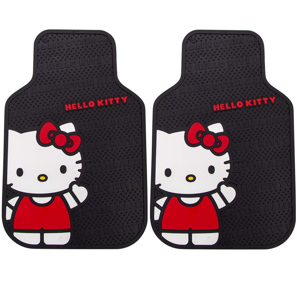 Plasticolor Hello Kitty Rubber Floor Mats - All-Weather, Red, Model PLC-1463 for Cars, Trucks, SUVs
