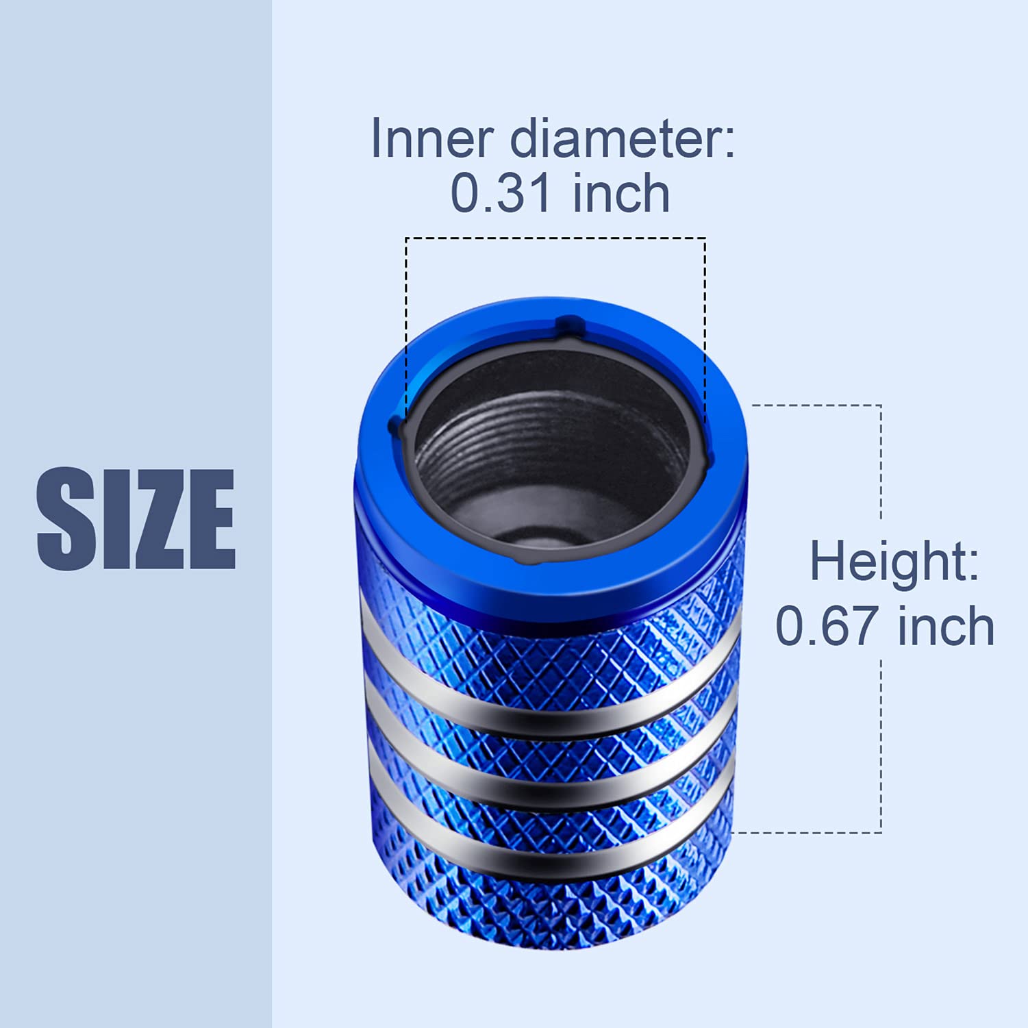Tire Valve Stem Cap Cover - (5 Pack) Tire Air Caps Metal With Plastic Liner Corrosion Resistant Leak-Proof Snow Snowflake For Car Motorcycle Bike Blue