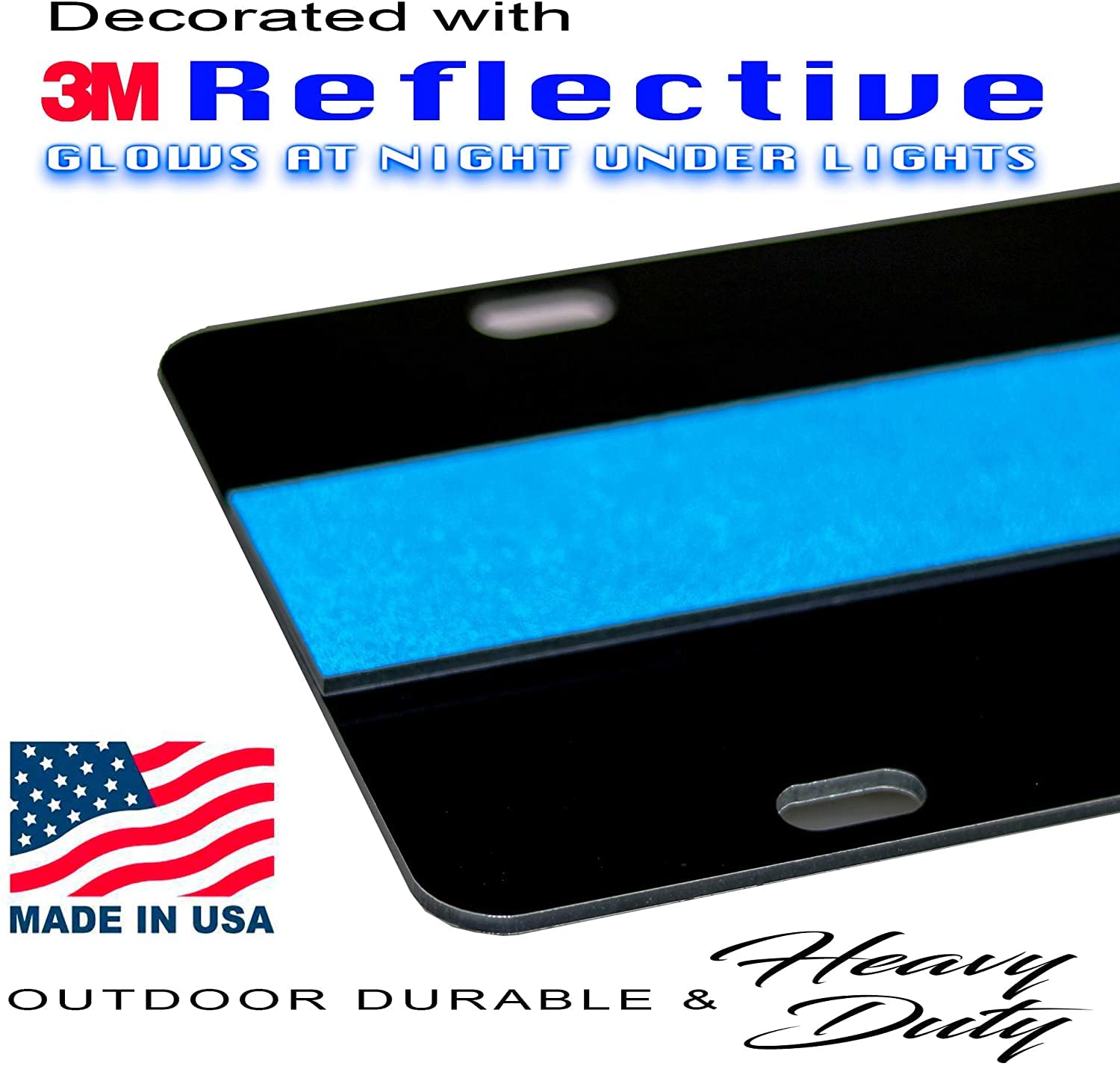 2-D Heavy Duty Reflective Thin Blue Line License Plate Lieutenant Made In Usa
