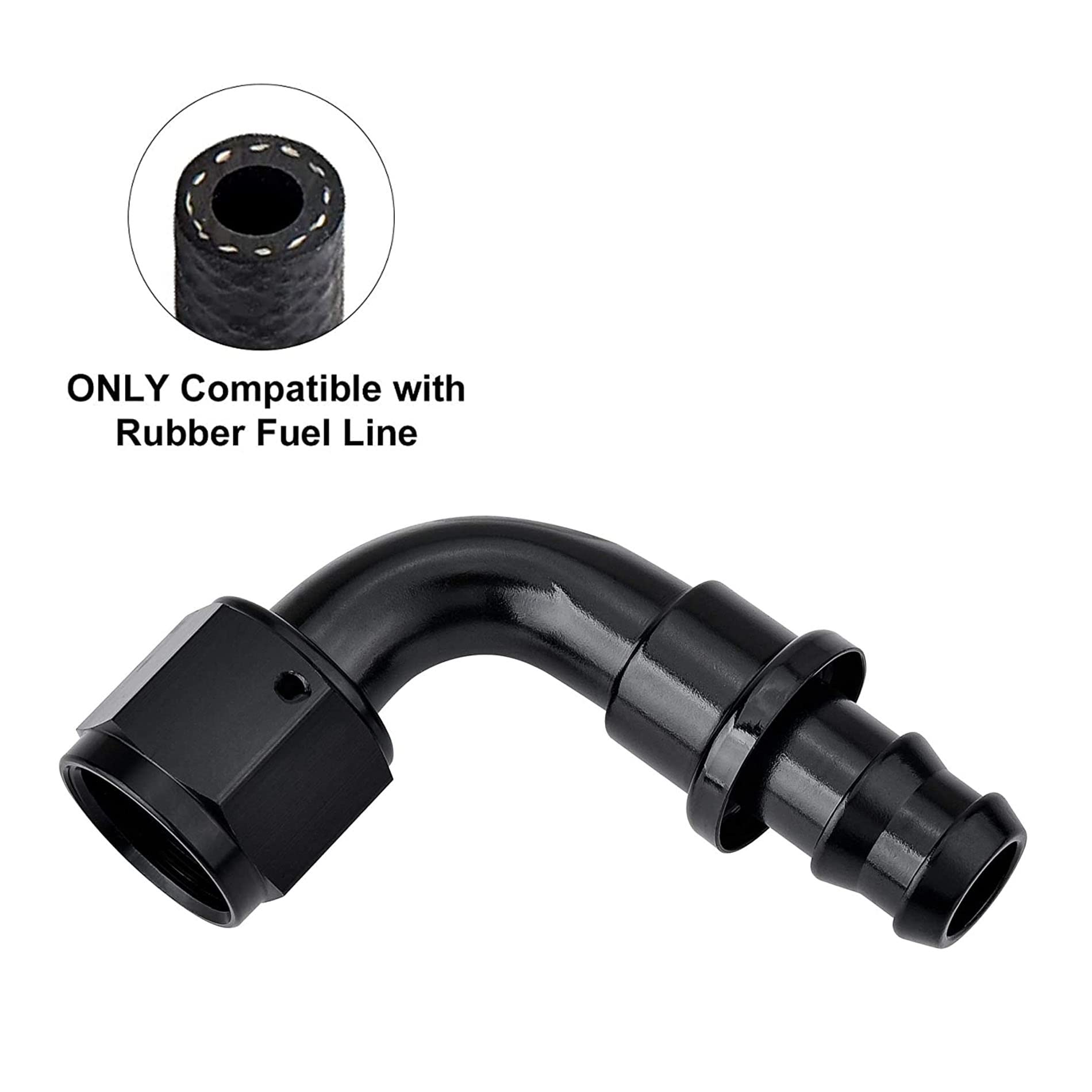 Evil Energy 8An 90 Degree Push Lock Hose Fitting End Black 2Pcs