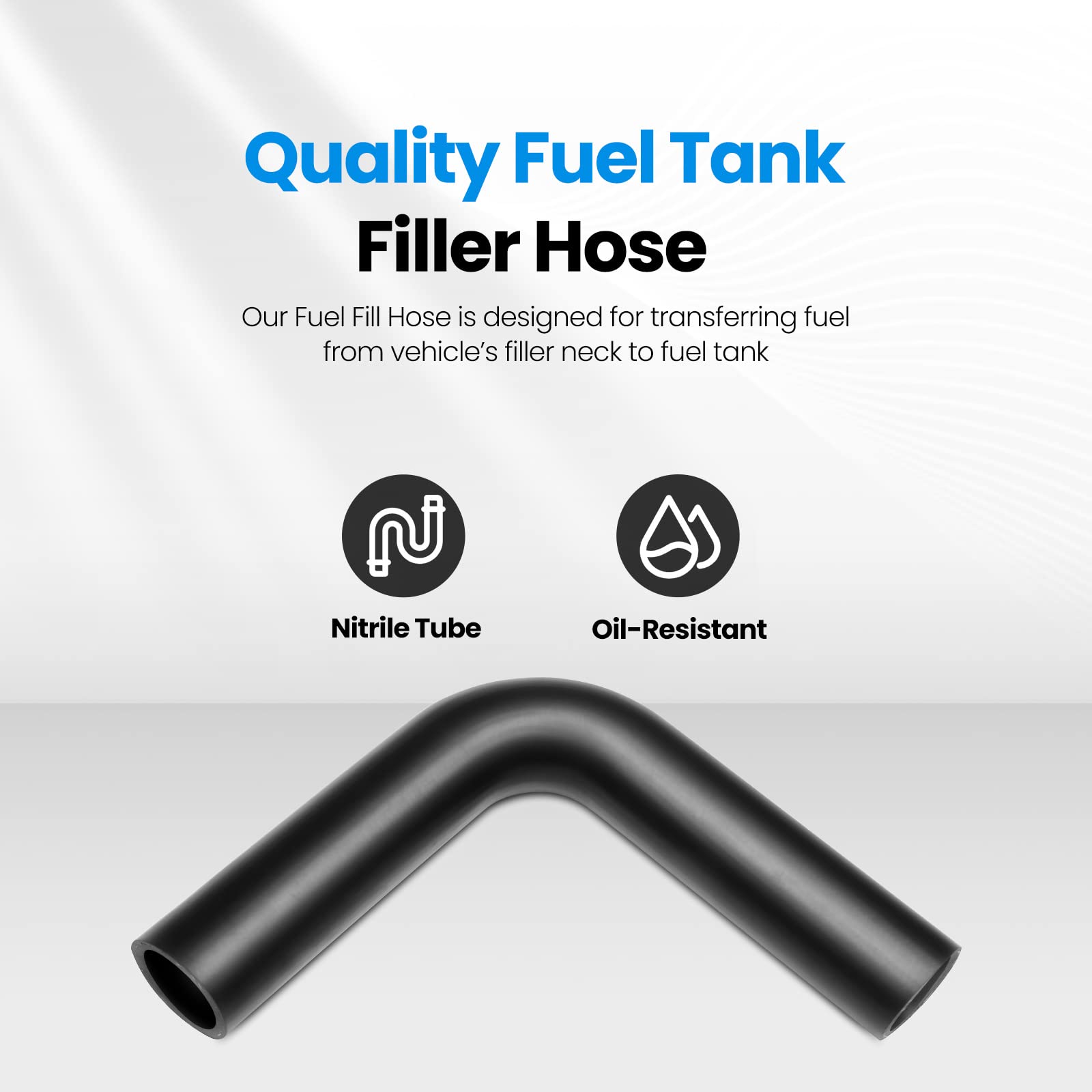 Tkkeuep Gasoline Fuel Filler Neck With 4 Hose Clamps, 1 3/8 Inches Inside Diameter Reinforced Gas Tank Hose (90 Degree, 1.375''