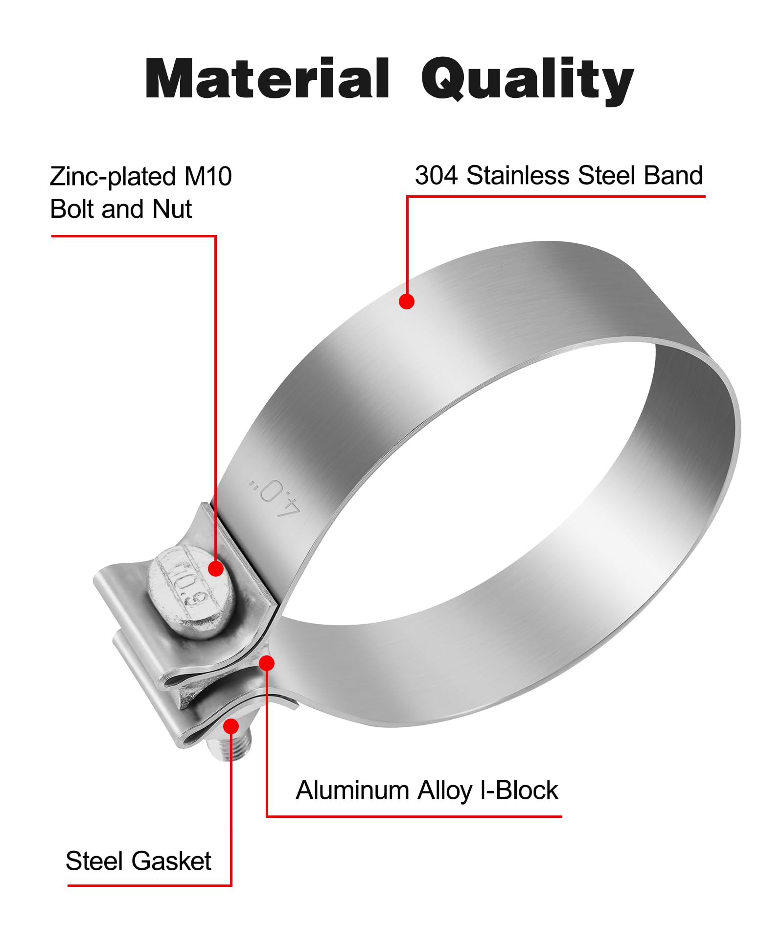 Evil Energy 4.0 Inch Exhaust Clamp,Narrow Band Muffler Clamp Stainless Steel For Pipes,Mufflers,Catalytic Converters