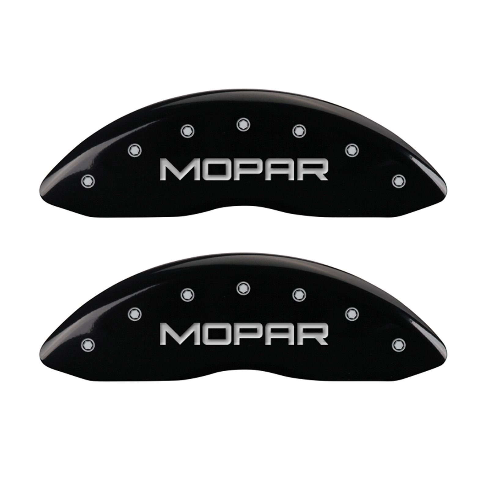 Mgp Caliper Covers 32006Smopbk Black Powder Coat Finish Front And Rear Caliper Cover, Set Of 4 (Mopar Silver Characters, Engrave