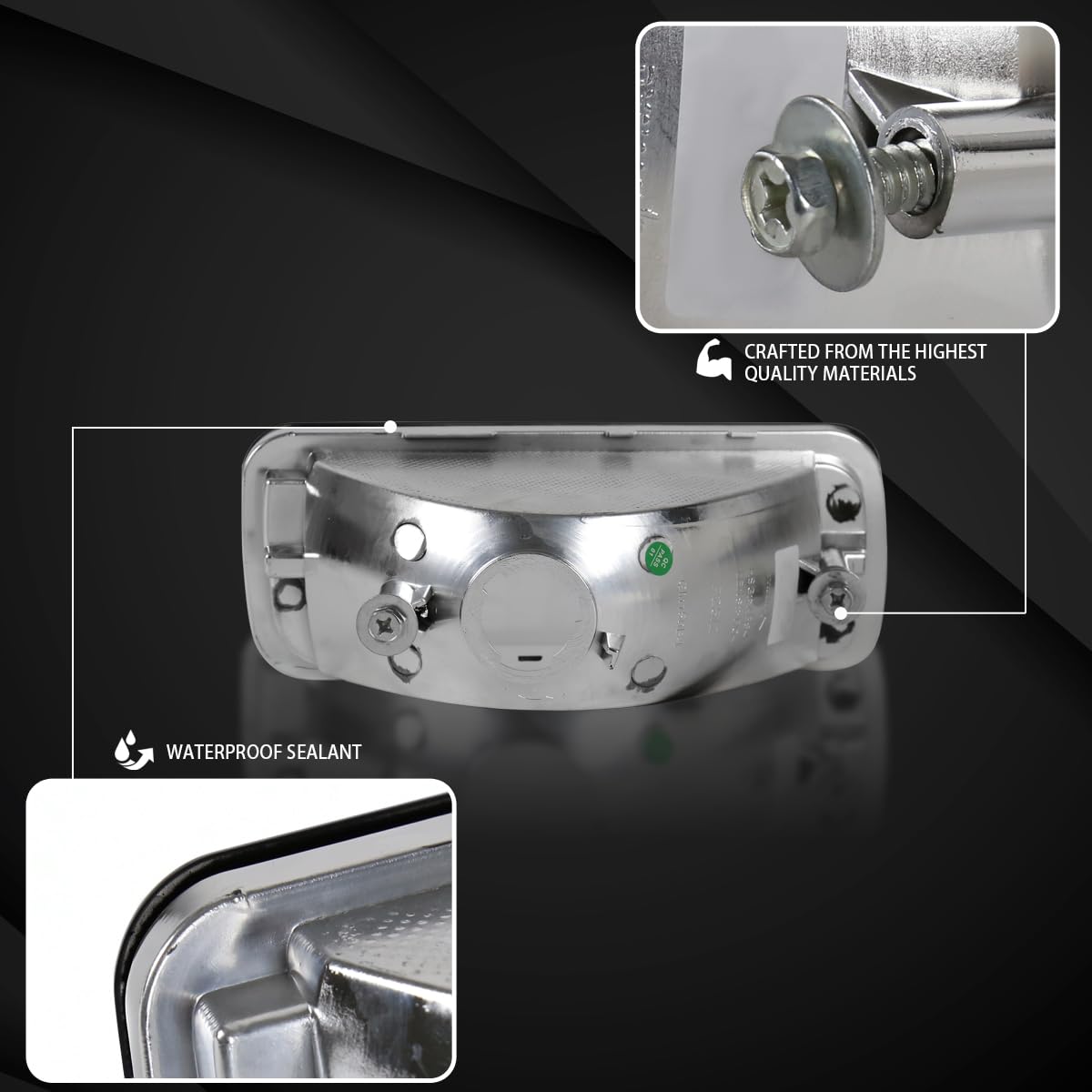 Autozensation Chevy Camaro 1985-1992 Smoke Bumper Lights Assembly, Chrome Housing, Left + Right Pair, Model 156-CMR85G-007