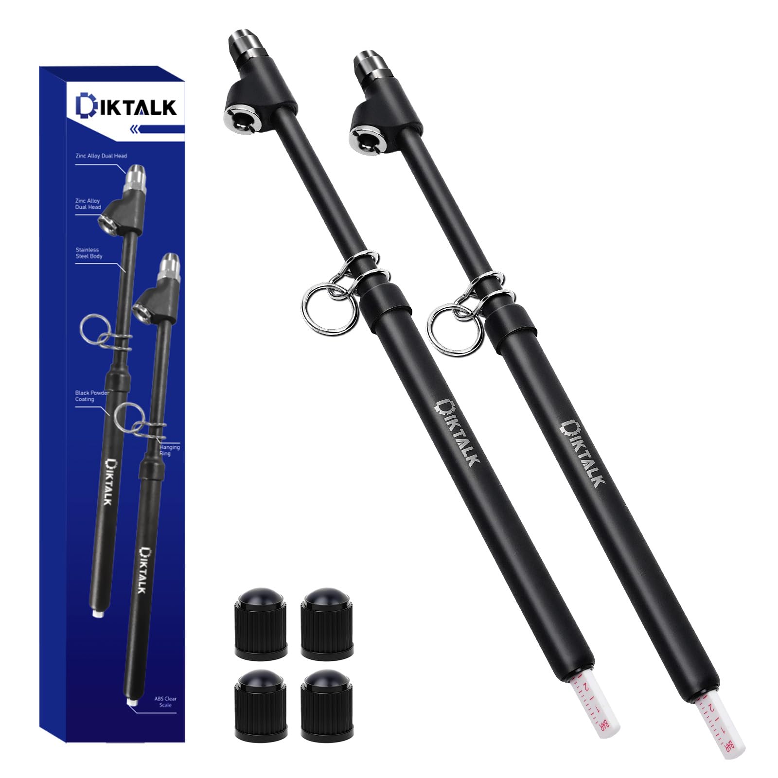 2-Pack Heavy Duty Dual Head Tire Pressure Gauge (10-150 PSI, 1-10 Bar) for Semi Trucks, RVs, Cars, Motorcycles - 12 Inch