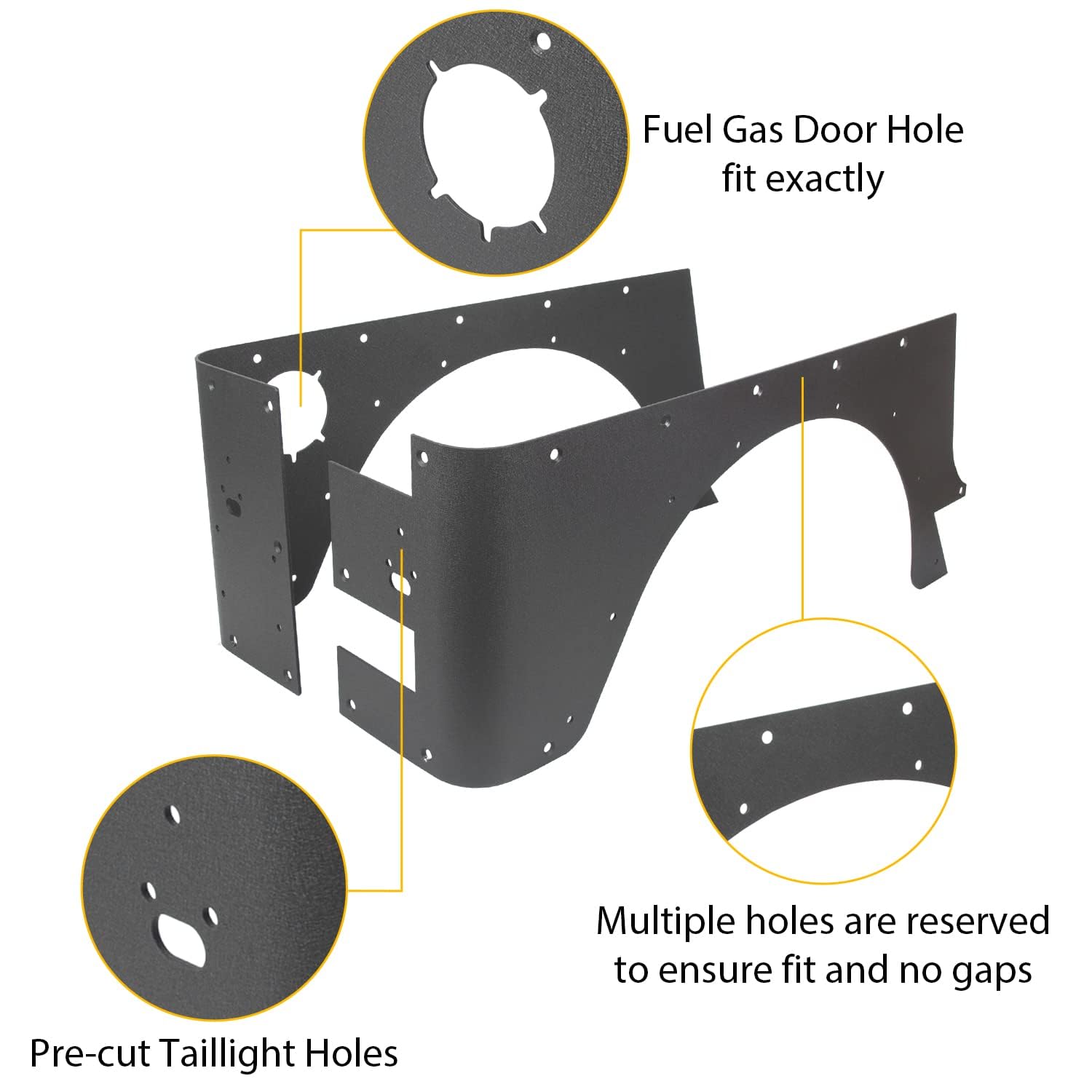 KUAFU Rear Corner Rocker Guards for 1997-2006 Jeep Wrangler TJ, Alloy Steel, Textured Black, Model BL659, 2 Pcs