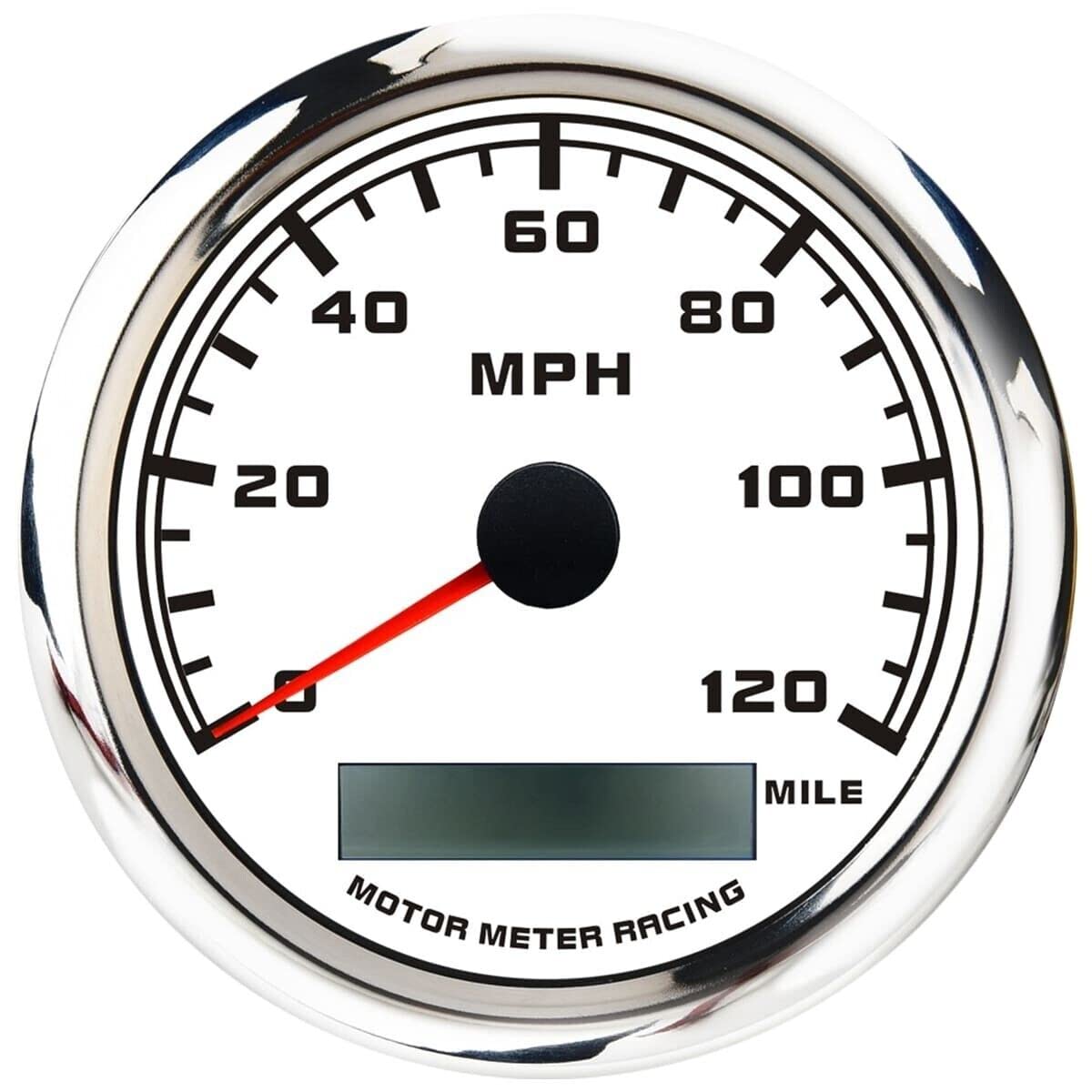 Motor Meter Racing W Pro 85Mm 3-3/8'' Gps Speedometer Digital Odometer 120 Mph Waterproof White Dial Red Led For Car Truck Marin