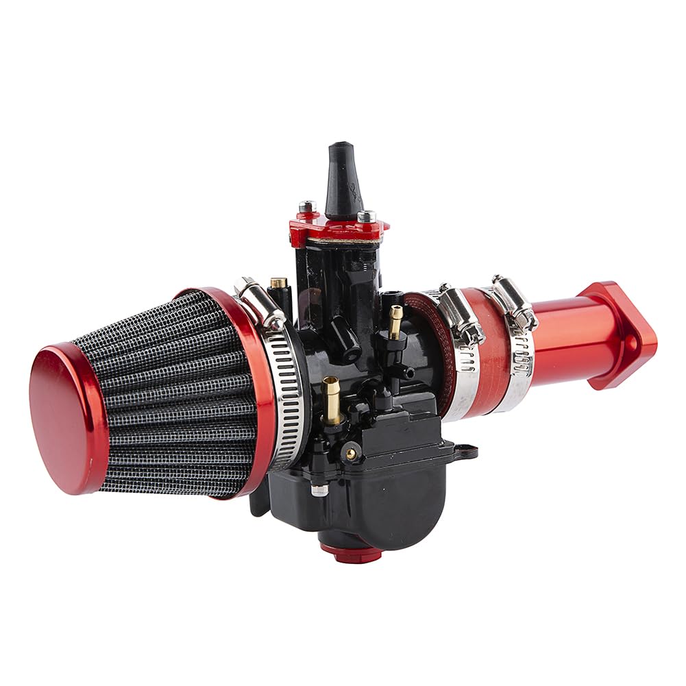 QXBER PWK28mm Carburetor Kit for Predator 212, Coleman 196cc/212cc, Includes Intake Manifold & 48mm Air Filter, Red 212 Kit
