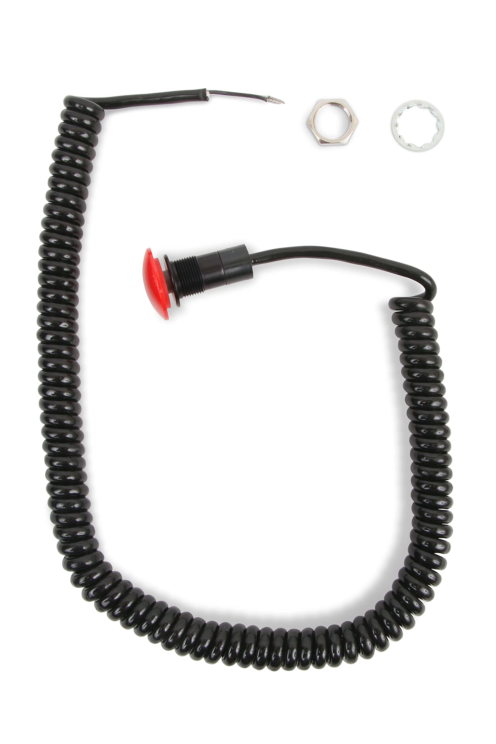 B&M 46013 Large Actuator Button With Spiral Cord , Red