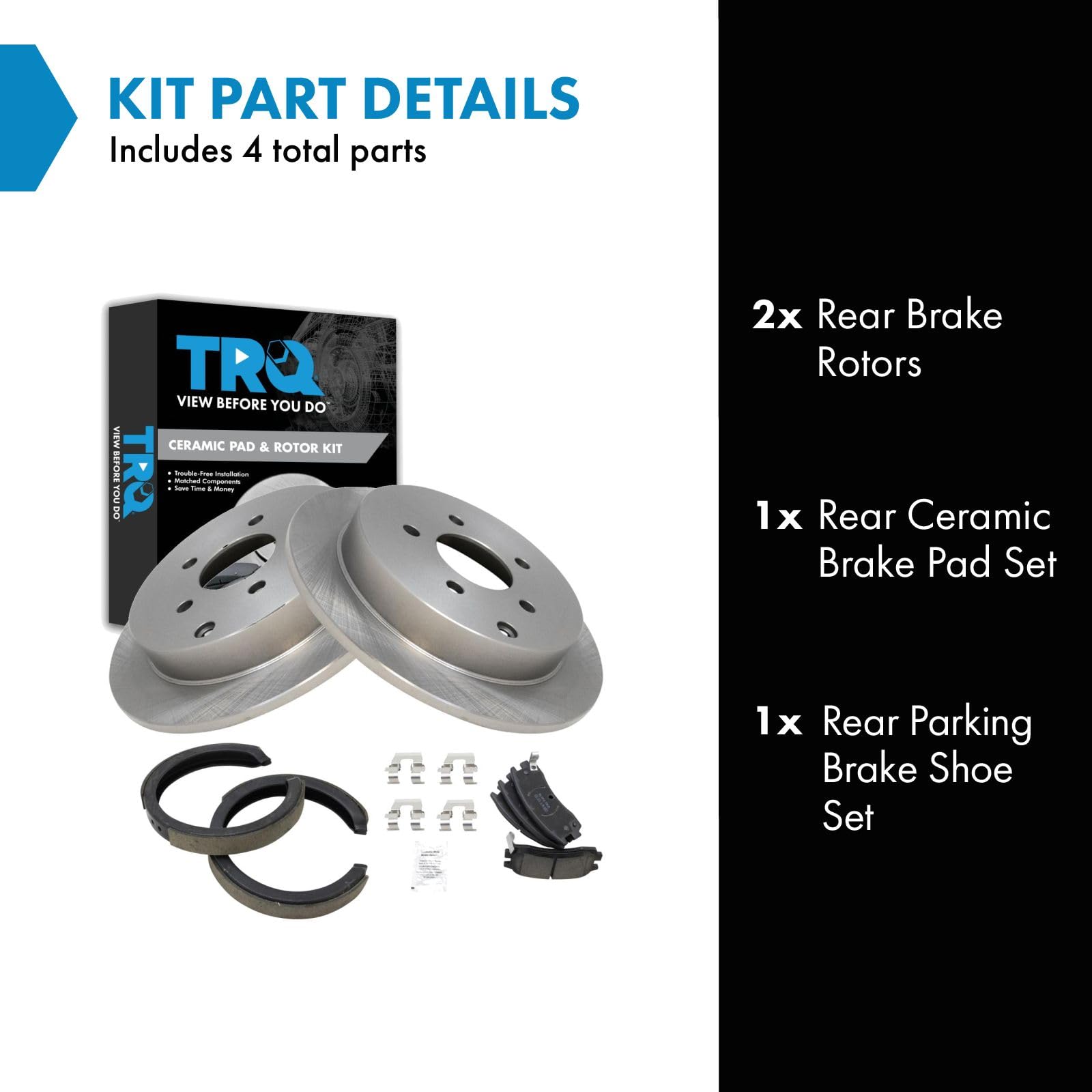 Trq Rear Brake Pad & Rotor Kit Compatible With 01-07 Buick Chevrolet Oldsmobile Pontiac