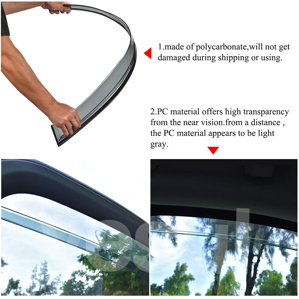 Vesul Tape-On Durable Original Window Wind Deflector Rain Guard Compatible With Honda Hr-V Hrv 2016-2022 Lx Ex Sport Ex-L Vent V