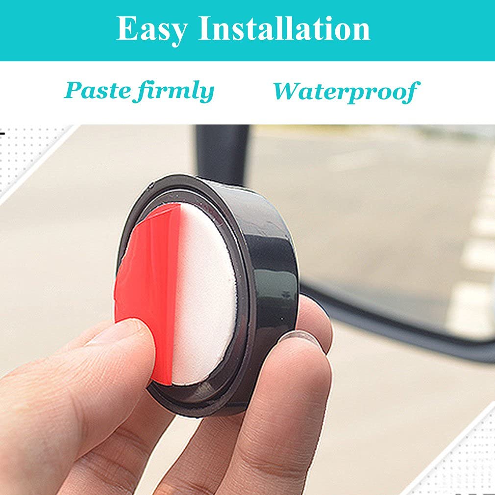 KEWAYO 2 Pack Automotive Blind Spot Mirrors, 50mm Adjustable Convex Wide Angle, Black, Stick-on Design for All Vehicles