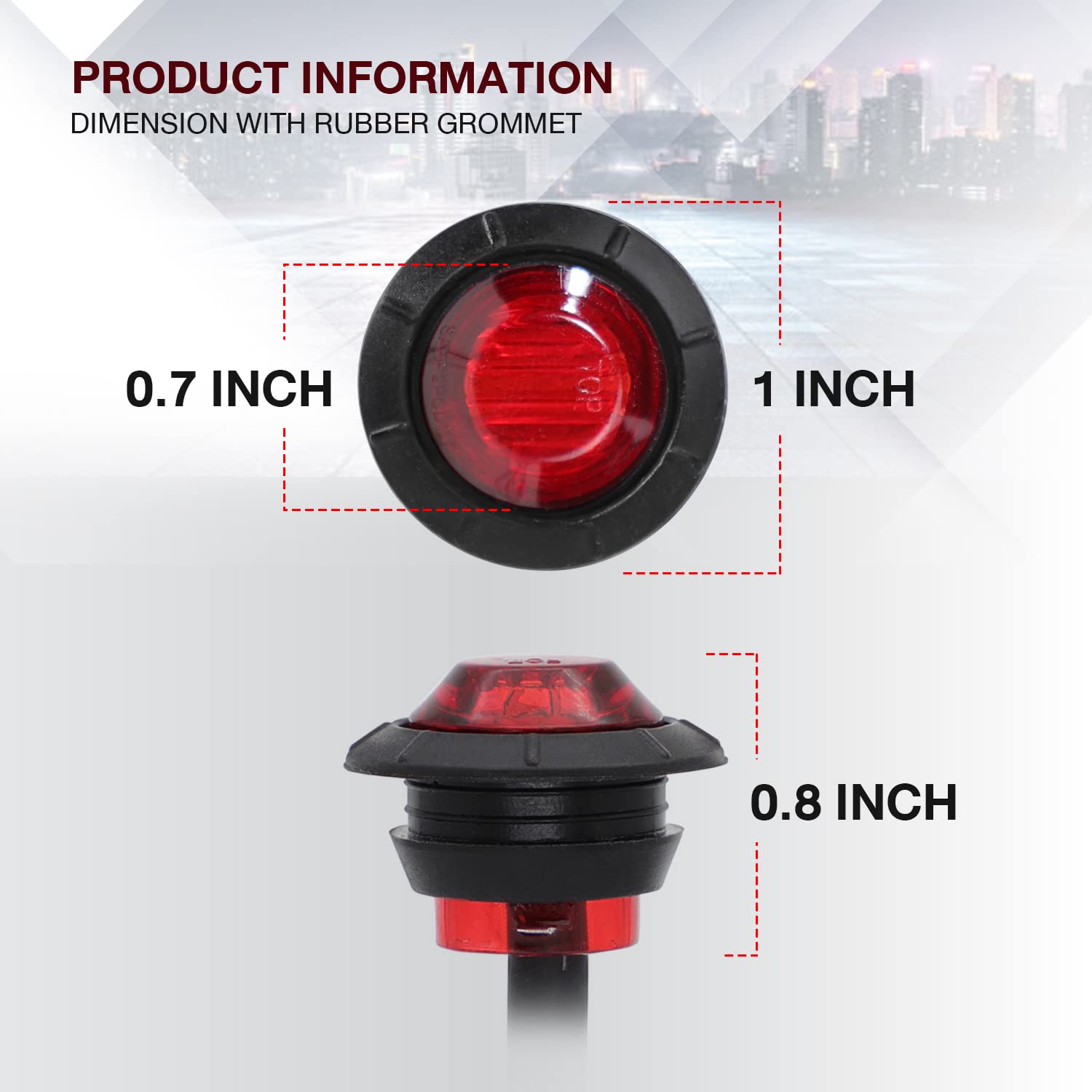 TMH LED Clearance Bullet Marker Lights - Pack of 20, 3/4 Inch, Red, Side Marker for Trailer, Truck, RV, Car, Bus, Van
