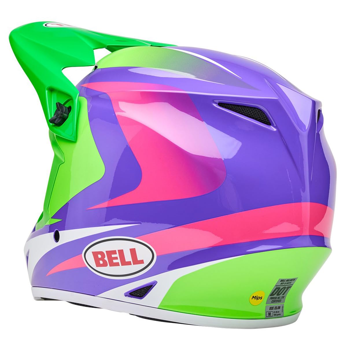 Bell Mx-9 Mips Dirt Helmet (Gloss Jackal Hi-Viz Green/Purple - Large)