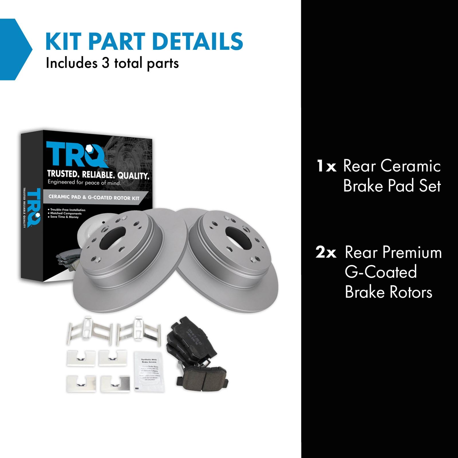 Trq Rear Brake Pad & Rotor Kit Brake Pads Brake Rotor Ceramic Premium G-Coated Compatible With 2004-2008 Acura Tl 2003-2011 Hond
