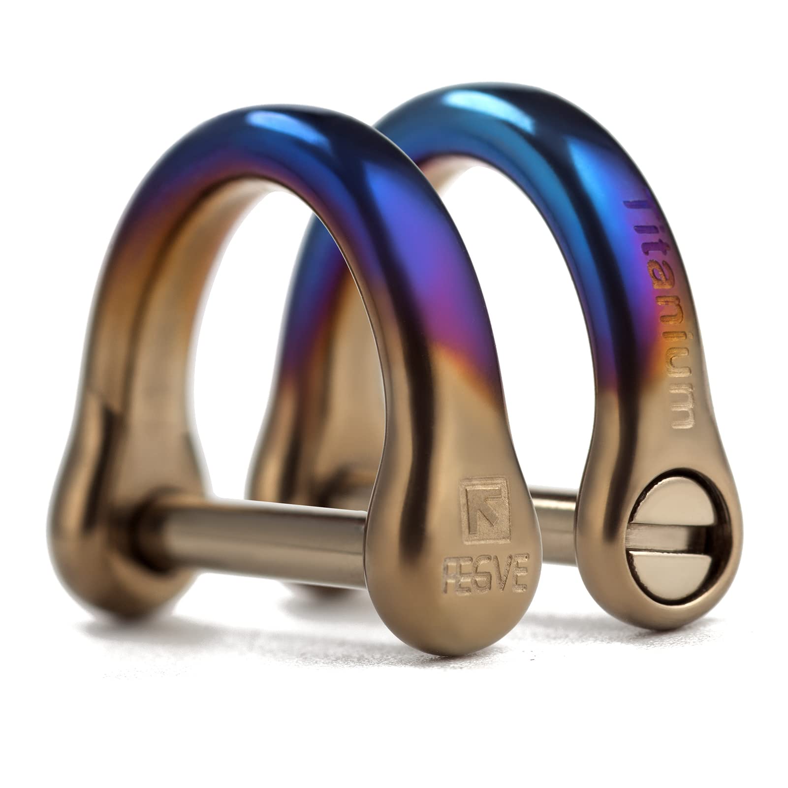 FEGVE Small Titanium Key Ring with Screw Shackle - Car Fob Keychain Heavy Duty Strong Mini Titanium D Rings-1/2 Inch/12mm(Color 