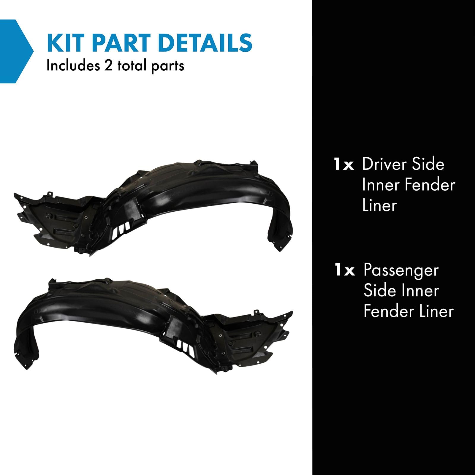 Trq Inner Fender Liner Set Compatible With 2019-2021 Subaru Forester Su1248132 Su1249132