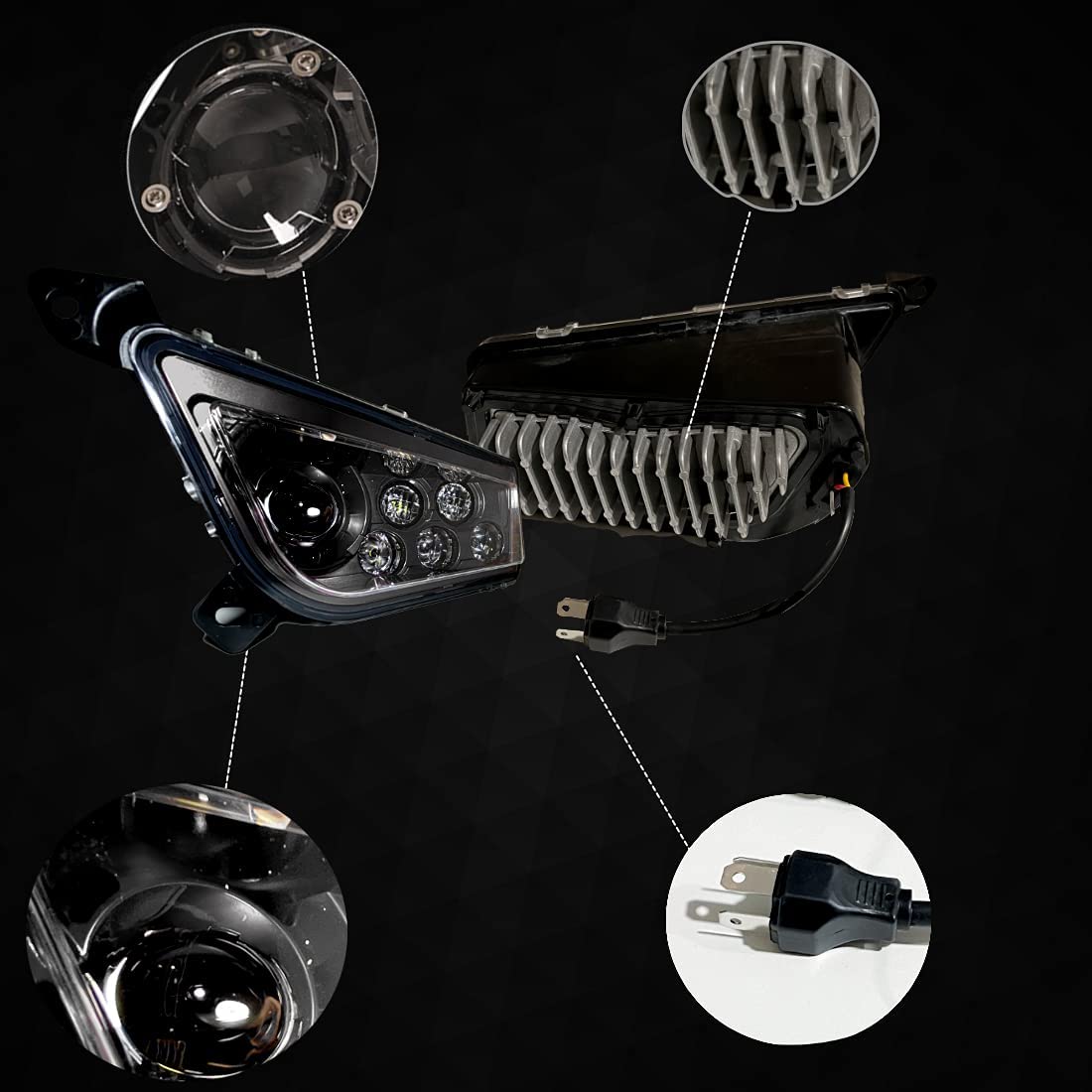 Slk-Lights Premium (Black) Rzr Led Headlight Compatible With Polaris General, Polaris Rzr 900S, Polaris Razor 1000 Xp Turbo (Fit