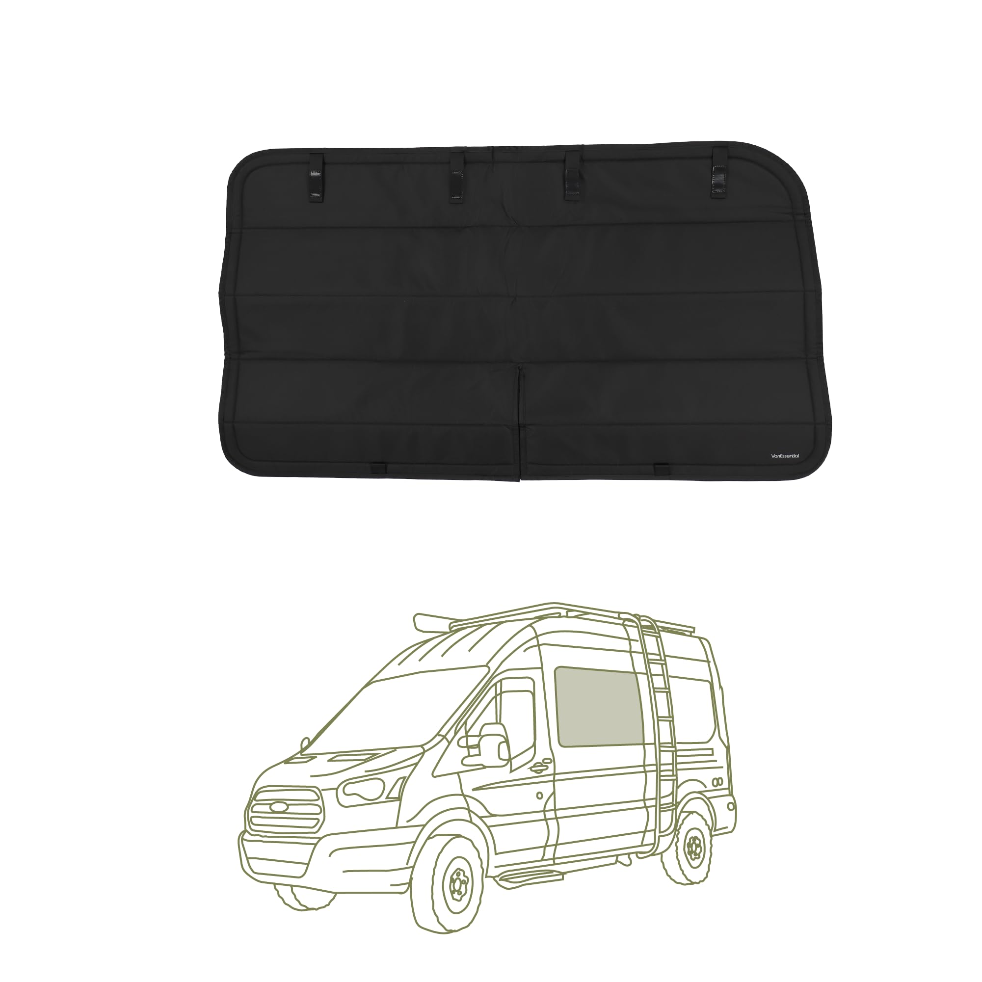 VanEssential Insulated Stealth Blackout Window Cover Designed for Ford Transit High/Medium Roof FW293L CRL Direct Fit Crew Windo