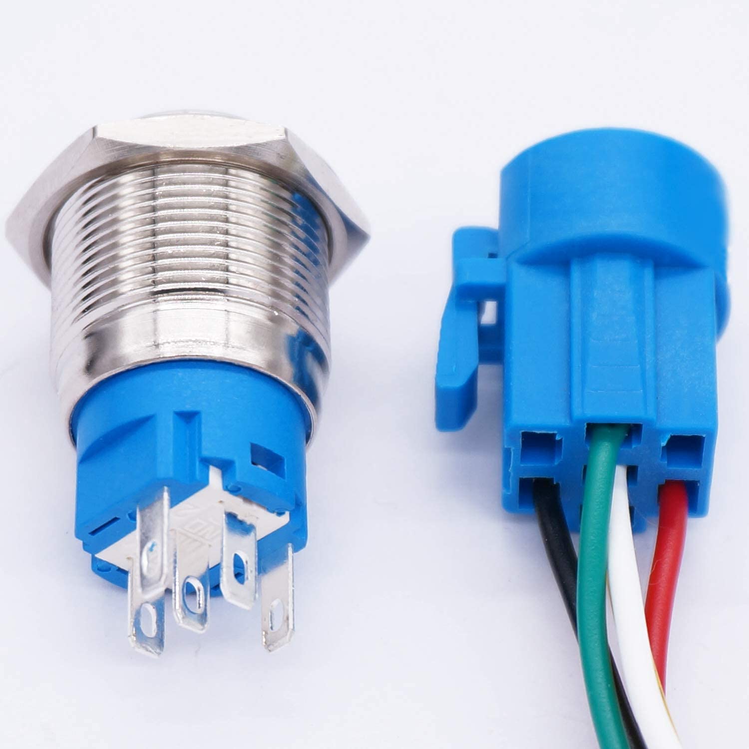 Twtade/19Mm 12V Car Horn Push Button Blue Led Lighted Momentary Metal Speaker Air Horn Toggle Switch With Wires Horng19-Bu