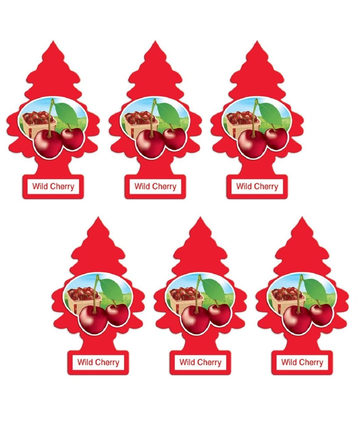 Little Trees Car Air Freshener | Hanging Paper Tree For Home Or Car | Wild Cherry | Pack Of 6