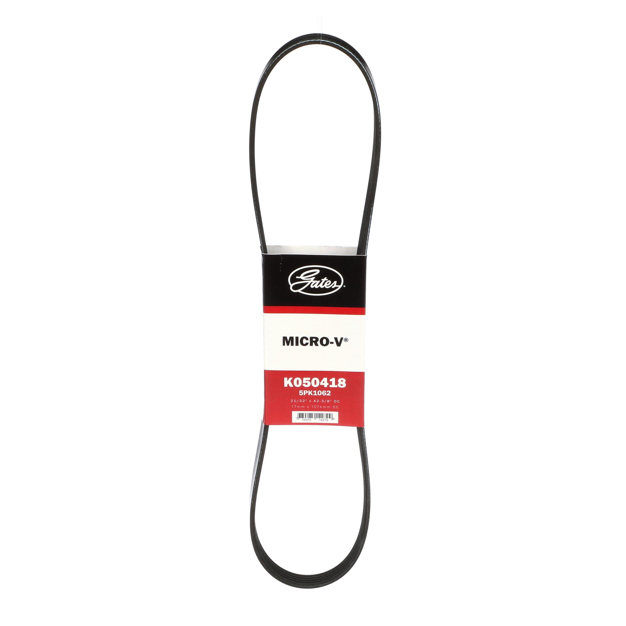 Gates K050418 Micro-V Serpentine Drive Belt, Black