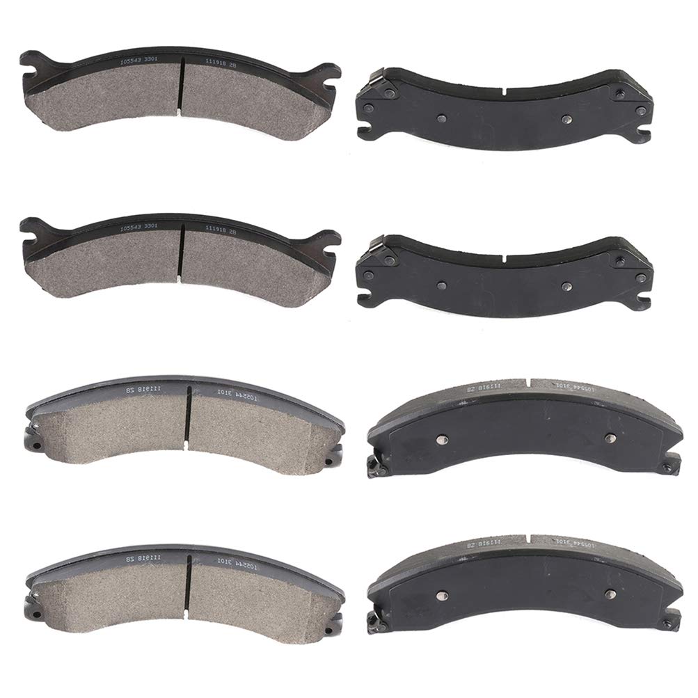 Cciyu D784 D1411 Front & Rear Semi-Metal Disc Brake Pads Set W/Hardware Fit For Chevy Express 3500 09-17,For Chevy Express 4500