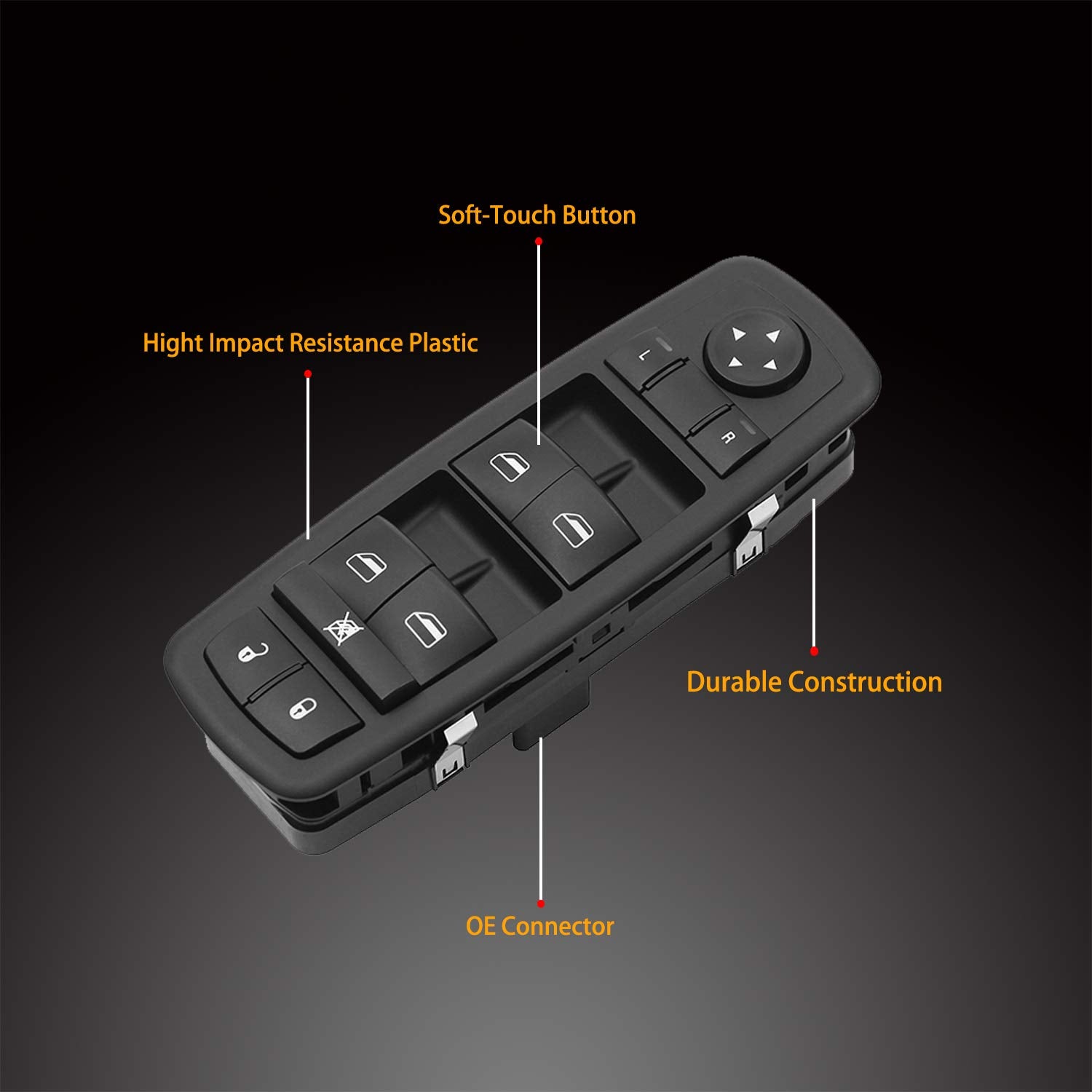Master Power Window Switch Front Left Driver Side | 3 Pins + 0 Pin | Replacement For 2008-2009 Chrysler Town & Country Dodge Grand Caravan | Replaces# 4602535Ag, 4602535Af, 4602535Ac, 901-401R