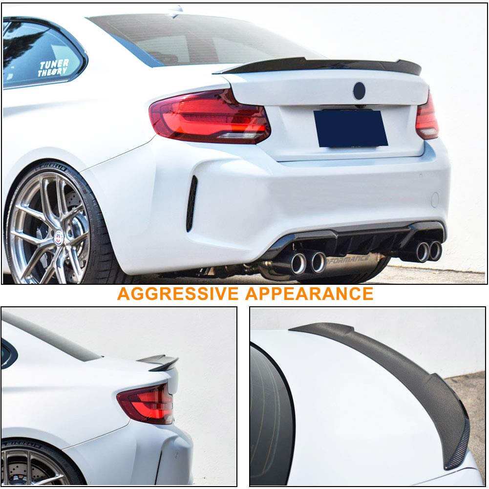 MCARCAR KIT Real Carbon Fiber Trunk Spoiler for BMW 2 Series F22 Coupe and F87 M2 2014-2020 Rear Boot Lid Highkick Tail Wing Lip