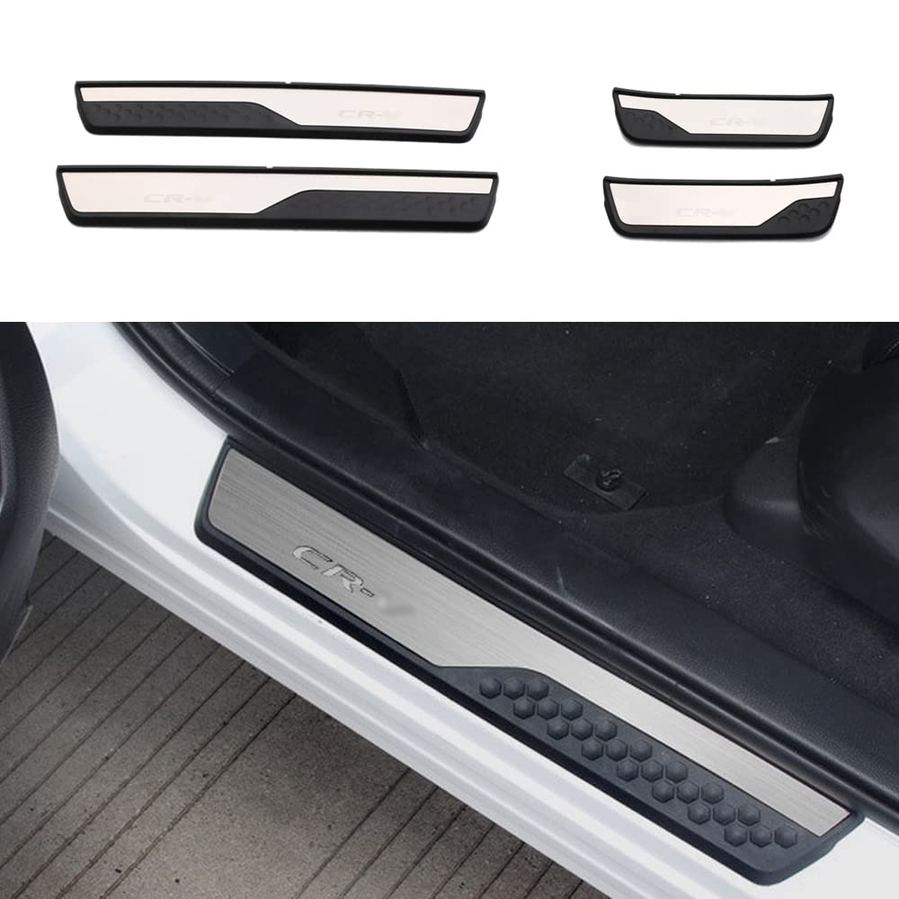Cebat 4Pcs Stainless Steel Car Door Sill Scuff Plate Guard Sills For Crv 2017-2023 Automotive Door Entry Guard Protector Trim