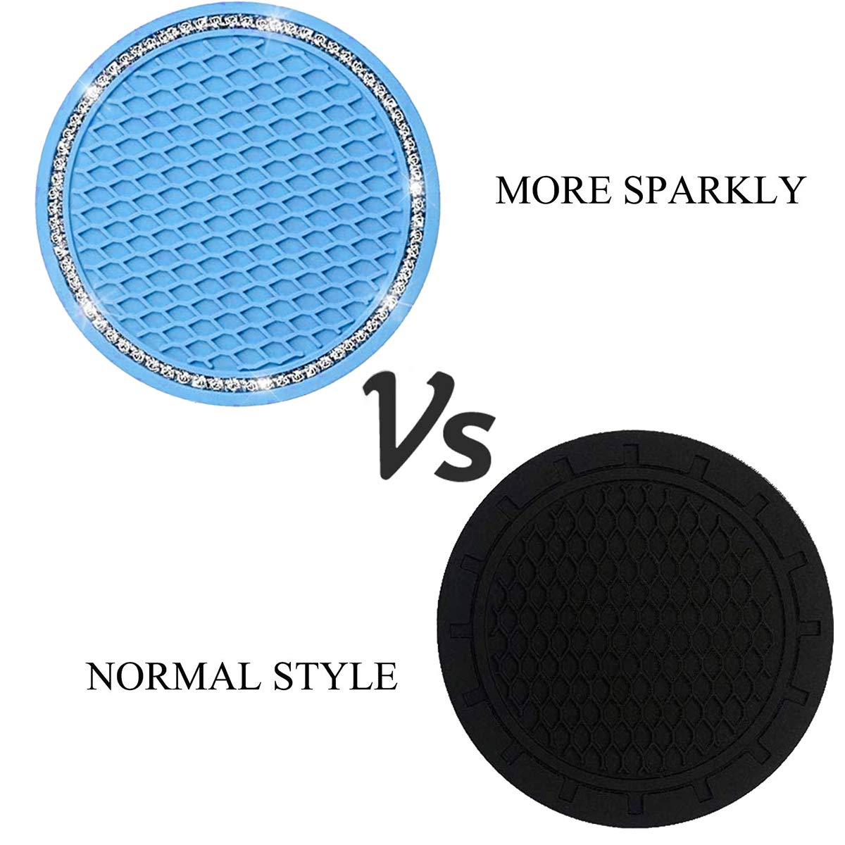 2Pcs Universal Bling Car Cup Coaster,Rhinestone Car Accessories 2.75 Inch Car Cup Holder Insert Mat Pad Set,Suitable For Most Car Interior (Blue)