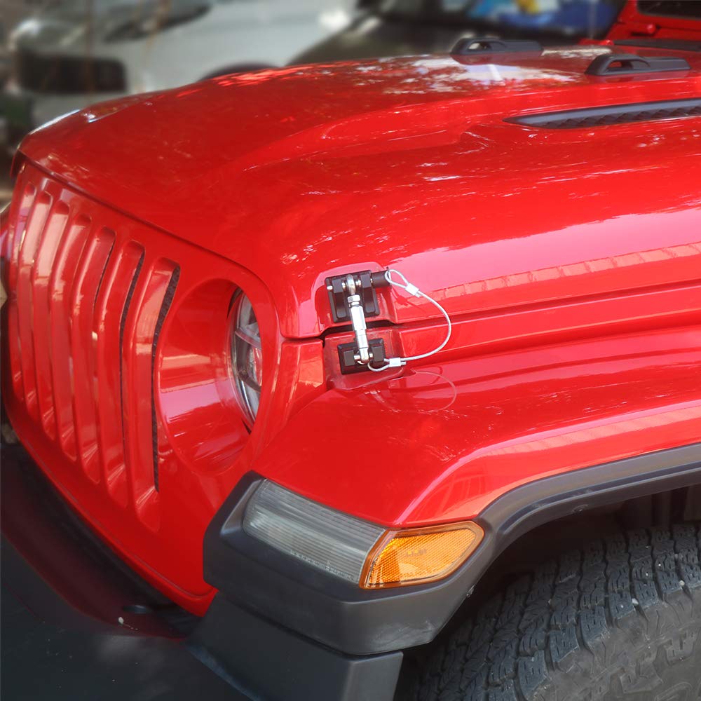 sukemichi JL Hood Latches for Jeep Wrangler & Gladiator JT, Locking Aluminum, 2018-2025, Eliminates Hood Flutter, 1 Pair