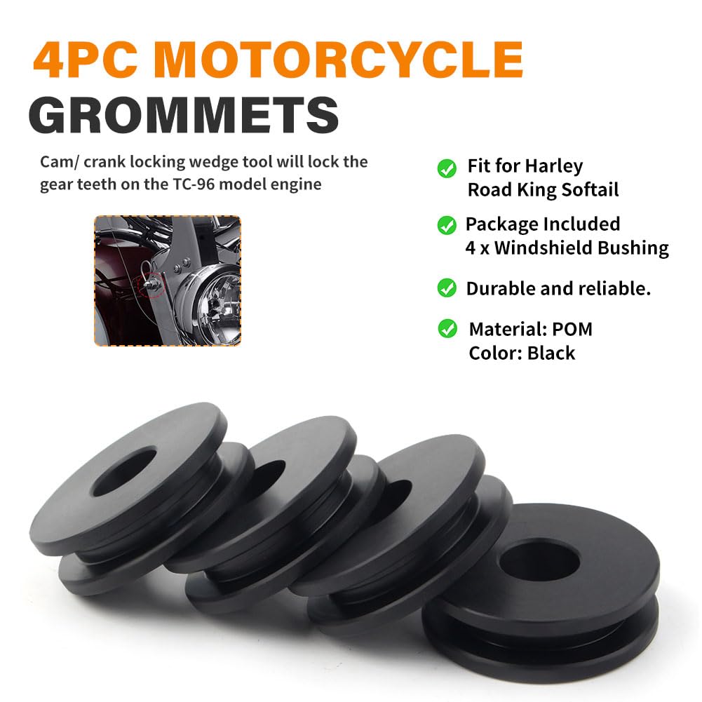 Newsmarts Replacement Detachable Windshield Bushing Grommets Fit For Harley Road King Softail 2000-2014, Black
