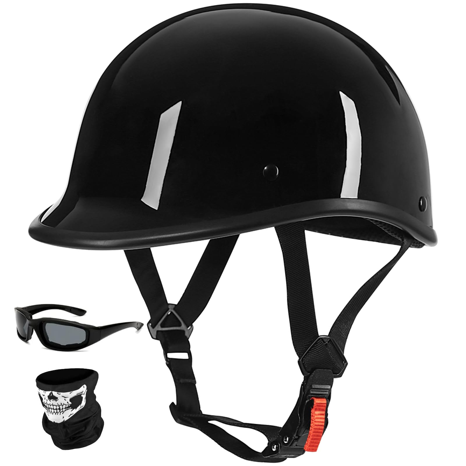 Yesmotor Vintage Motorcycle Half Helmet - Lightweight Low Profile Open-Face Half-Face Helmet - Dot Approved (Light Black, M)