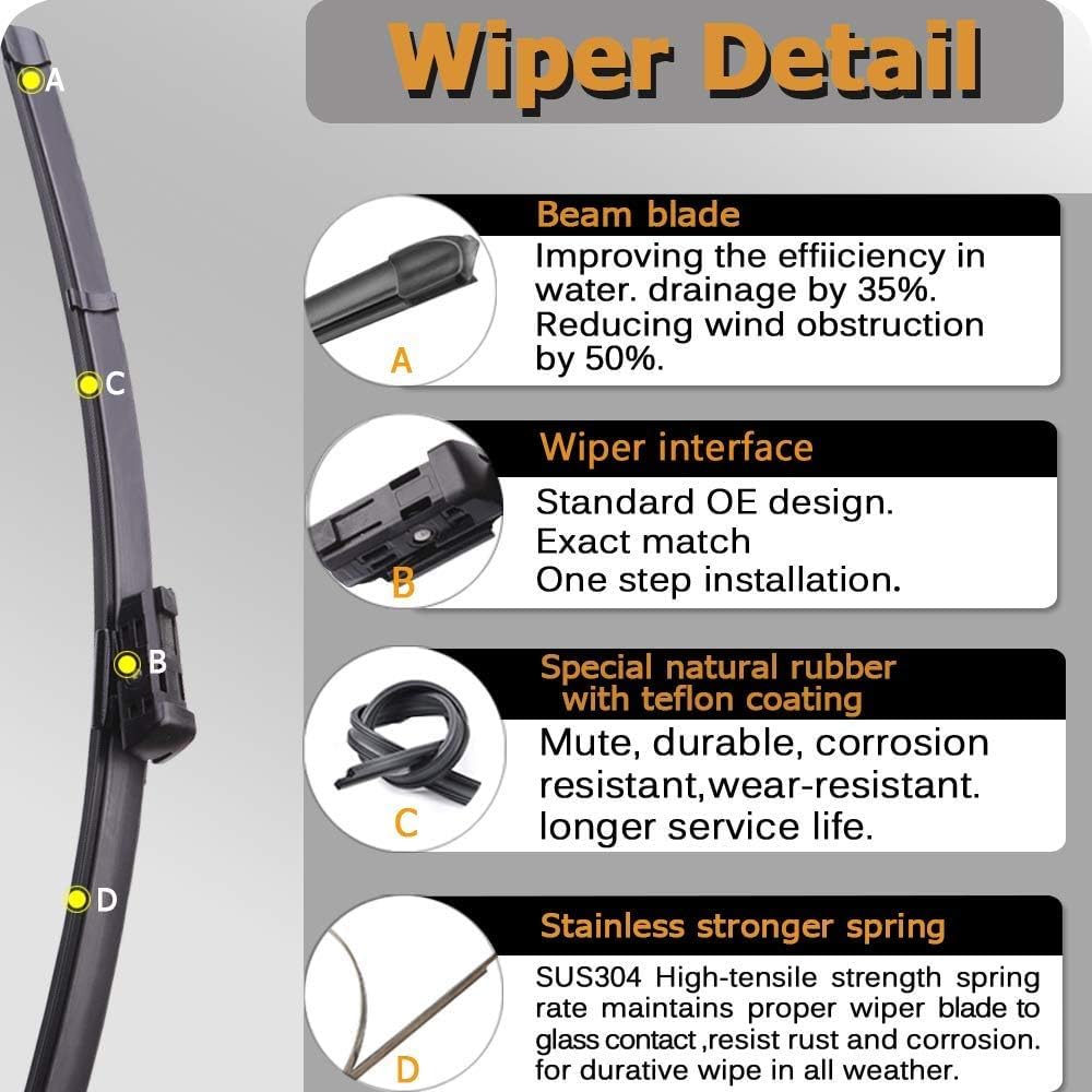 Oem Windshield Wiper Blade Replacement For Audi Q7 Sq7 2017 2018 2019 2020 2021 2022 2023 Original Equipment All-Season Rear Wip