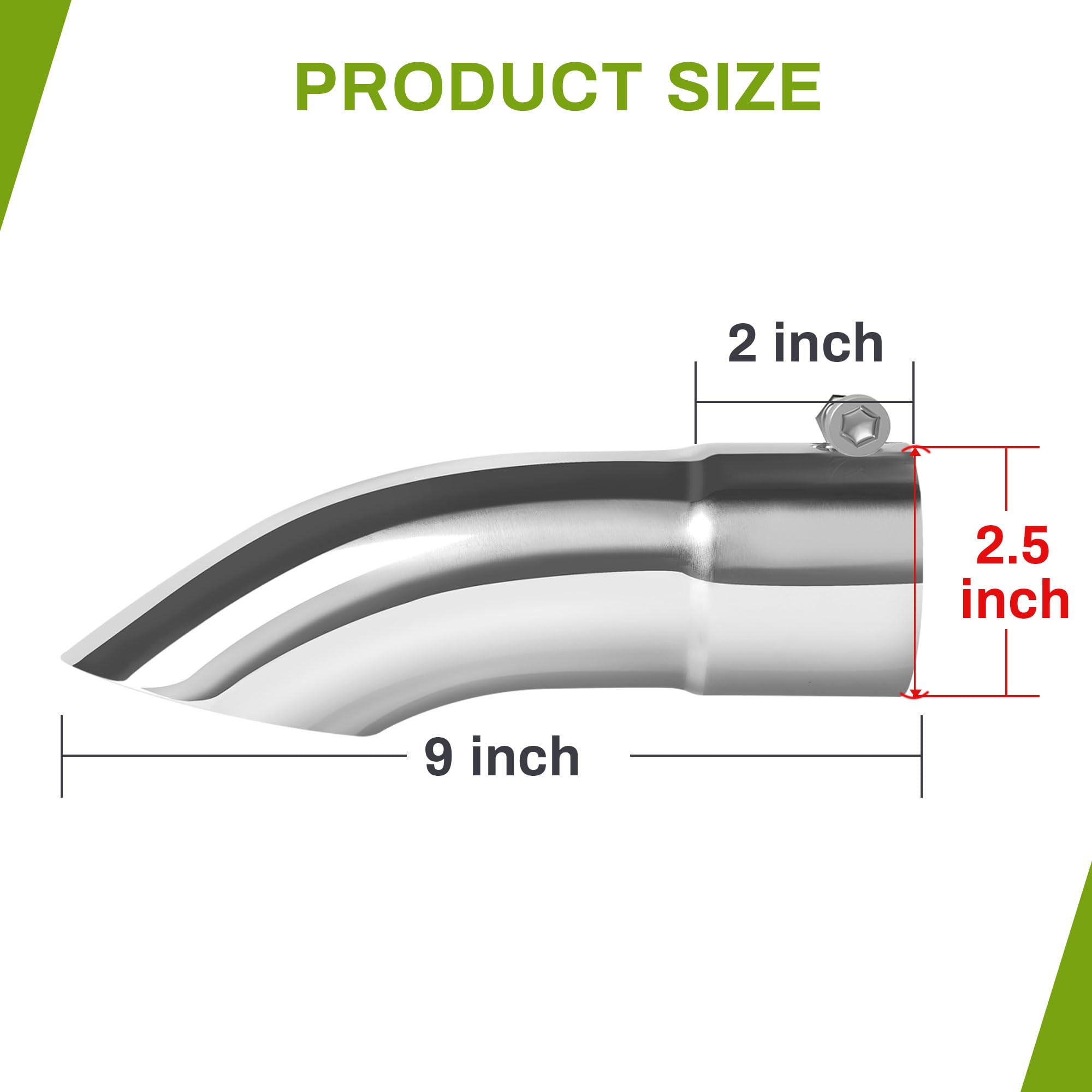 AUTOSAVER88 2.5" Inlet Exhaust Tip - Stainless Steel Chrome-Plated, 9" Long, Universal Fit for 2.5" Tailpipe, Model HAAU4